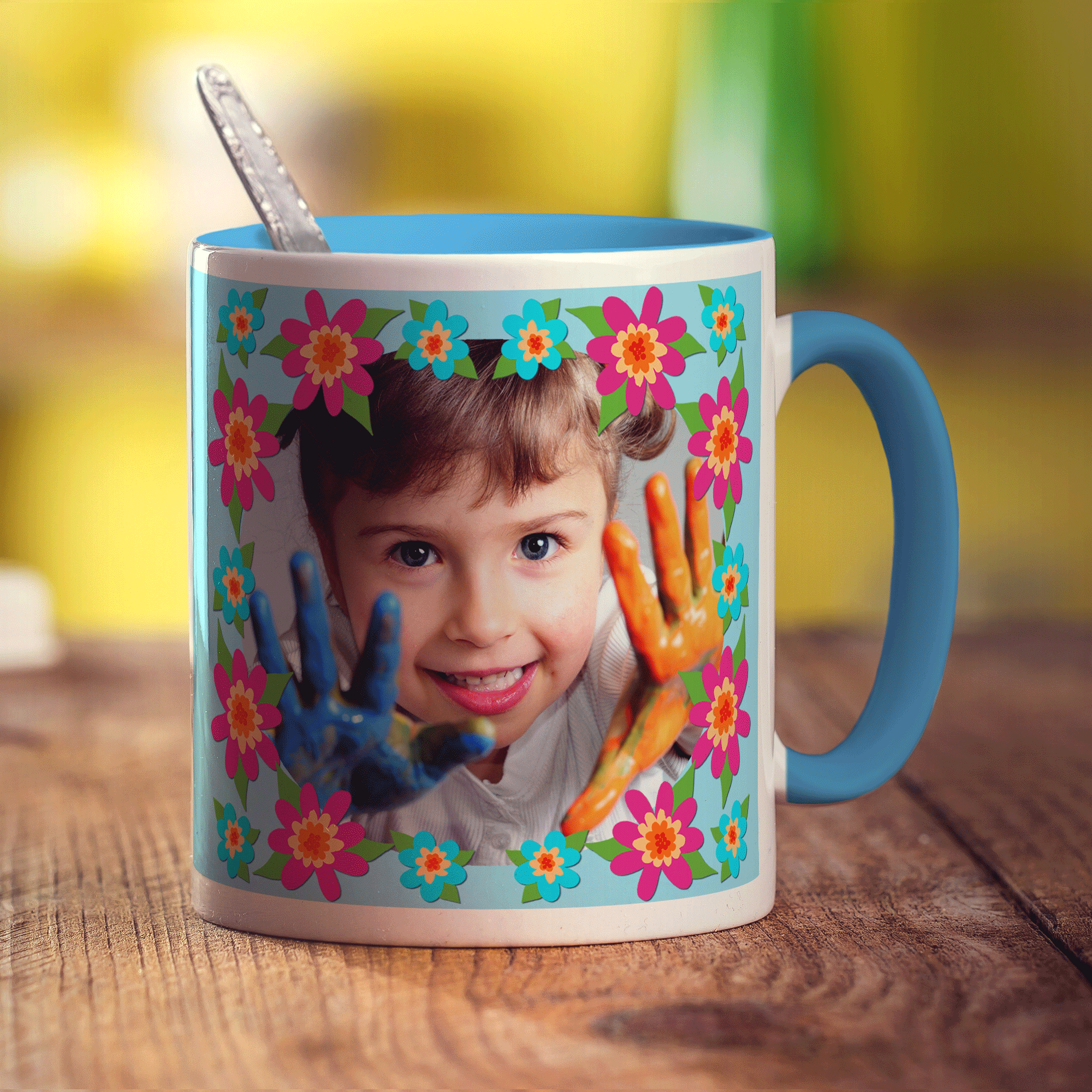 Colourful Flower Frame Photo Mug