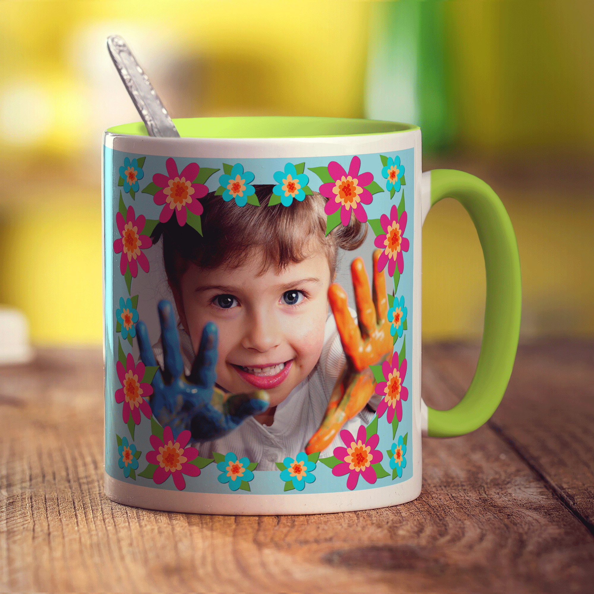 Colourful Flower Frame Photo Mug