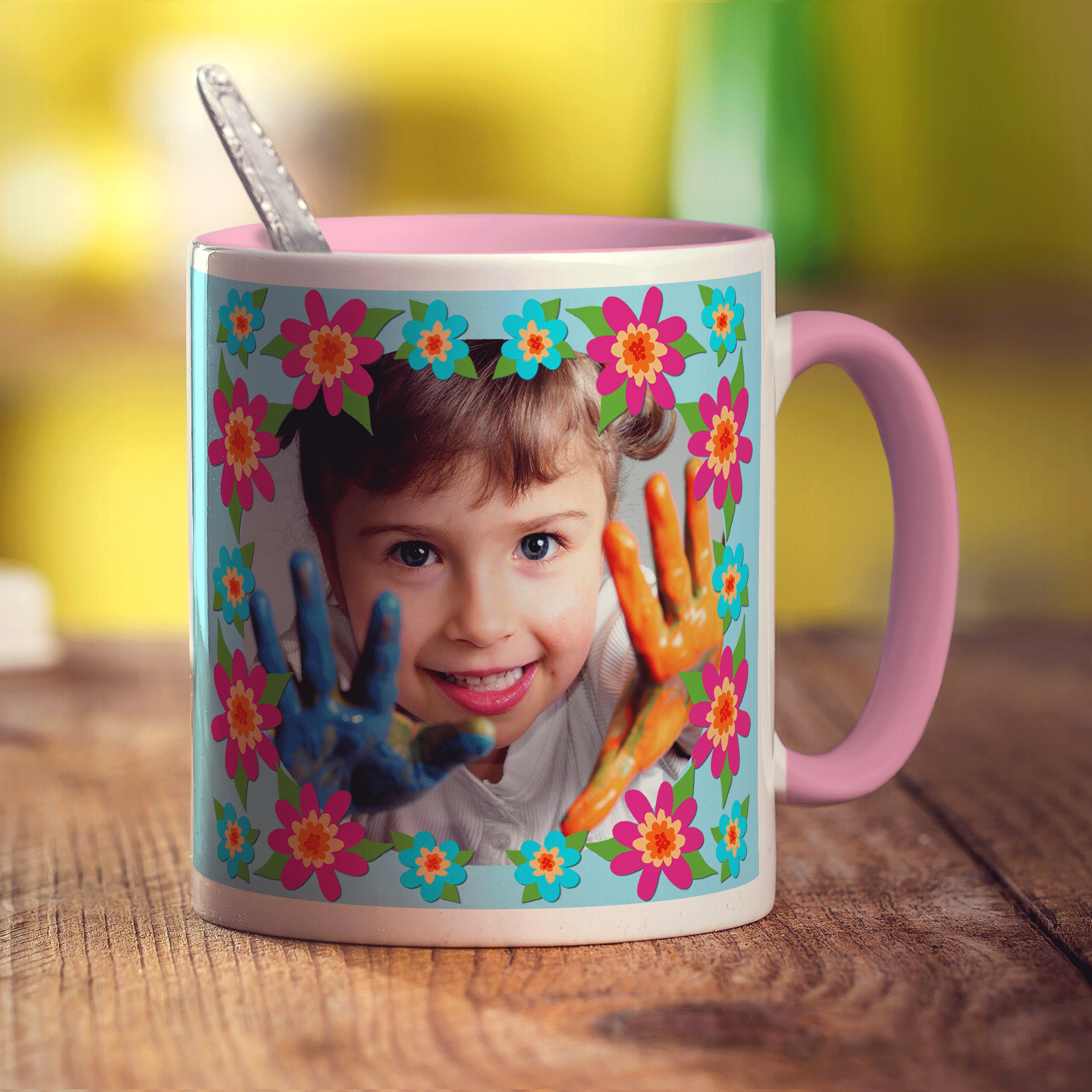 Colourful Flower Frame Photo Mug