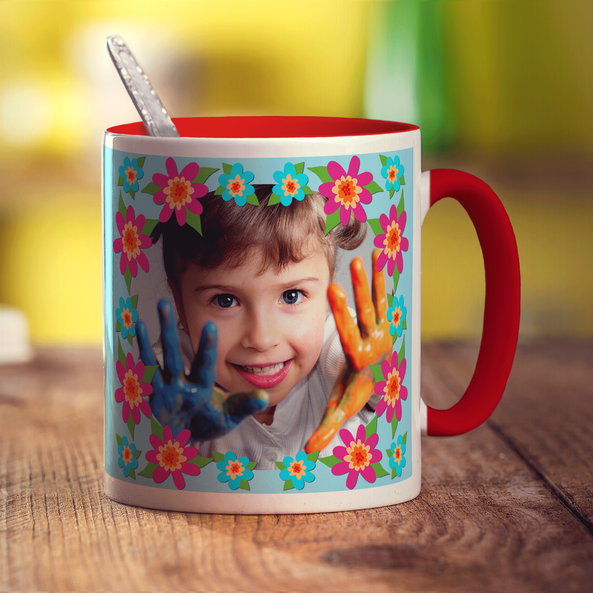 Colourful Flower Frame Photo Mug