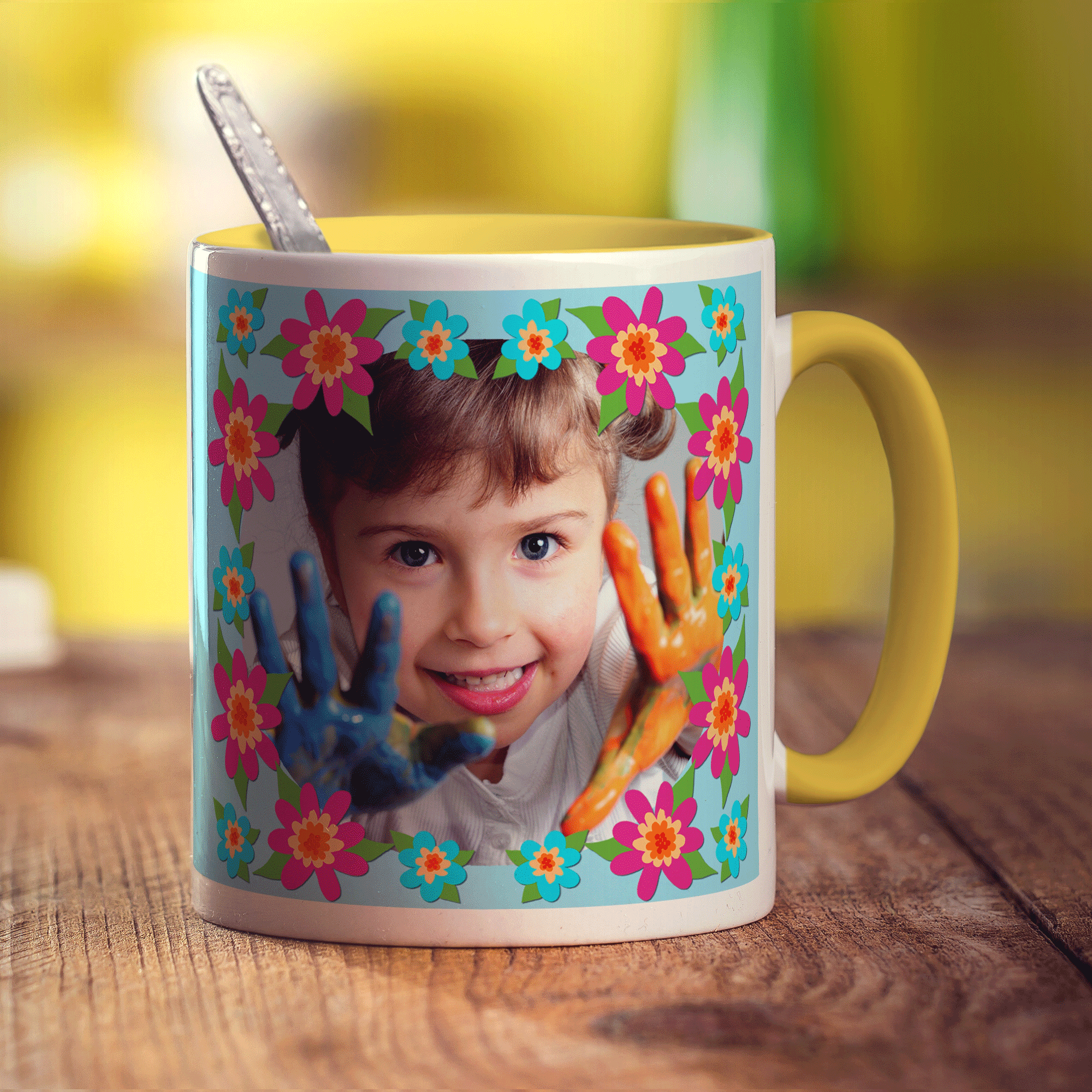 Colourful Flower Frame Photo Mug