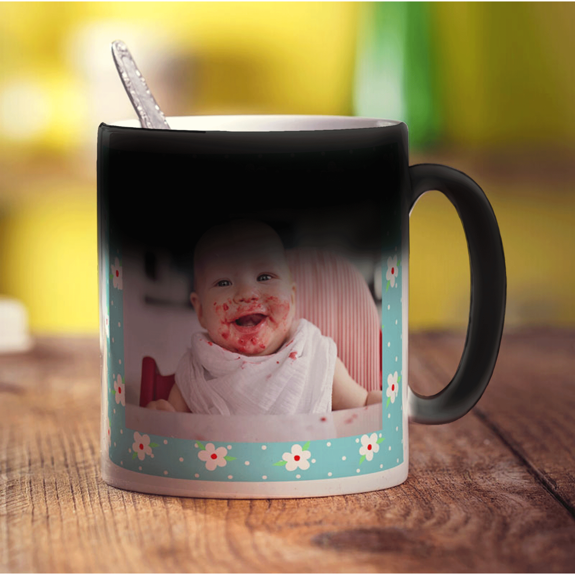 Blue Floral Photo Mug