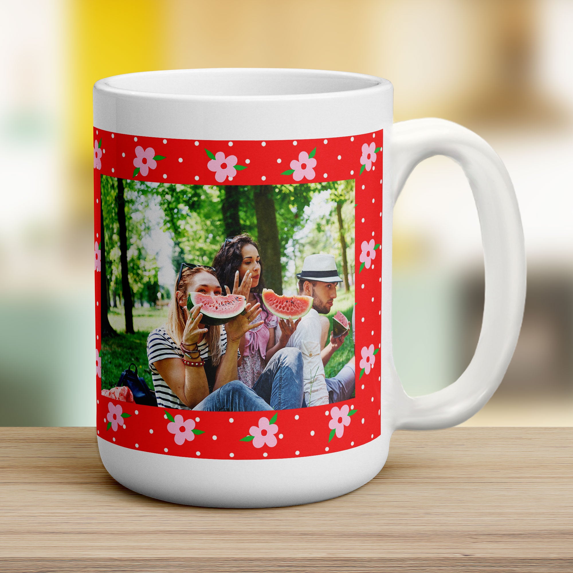 Red Floral Photo Mug