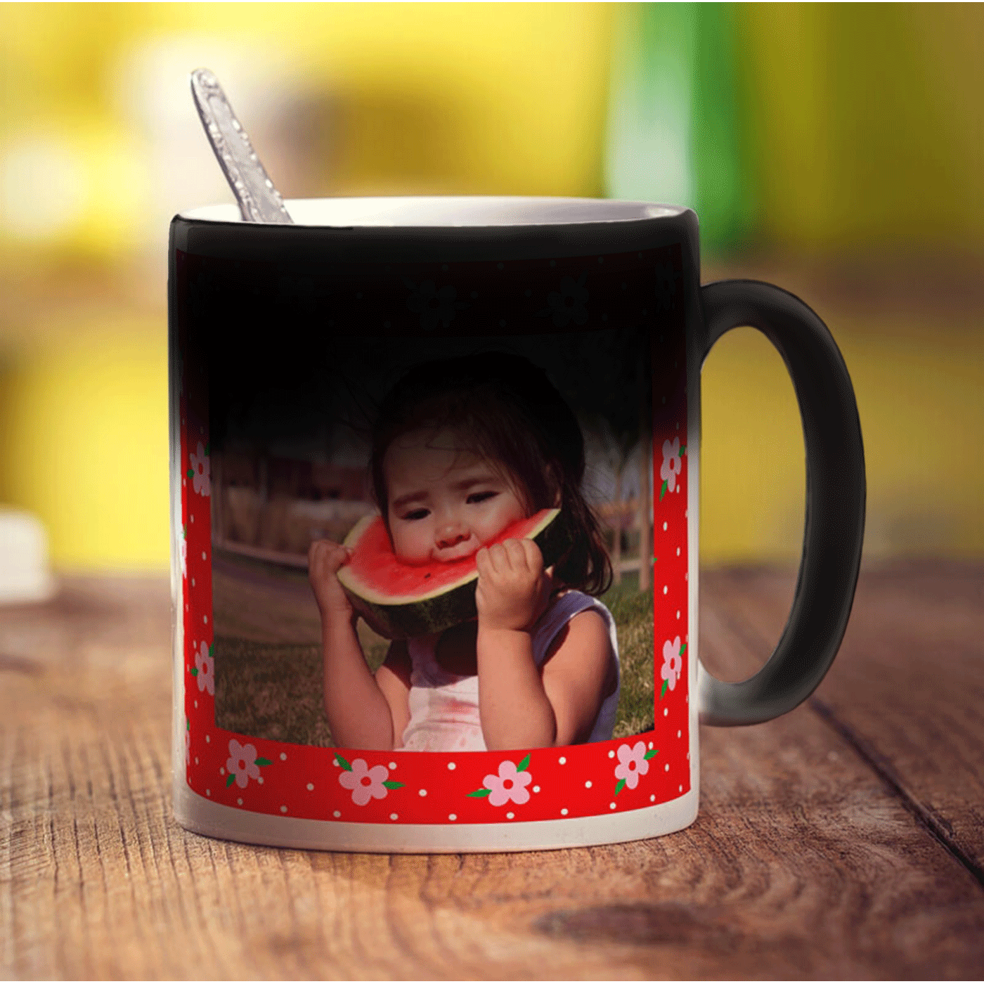 Red Floral Photo Mug