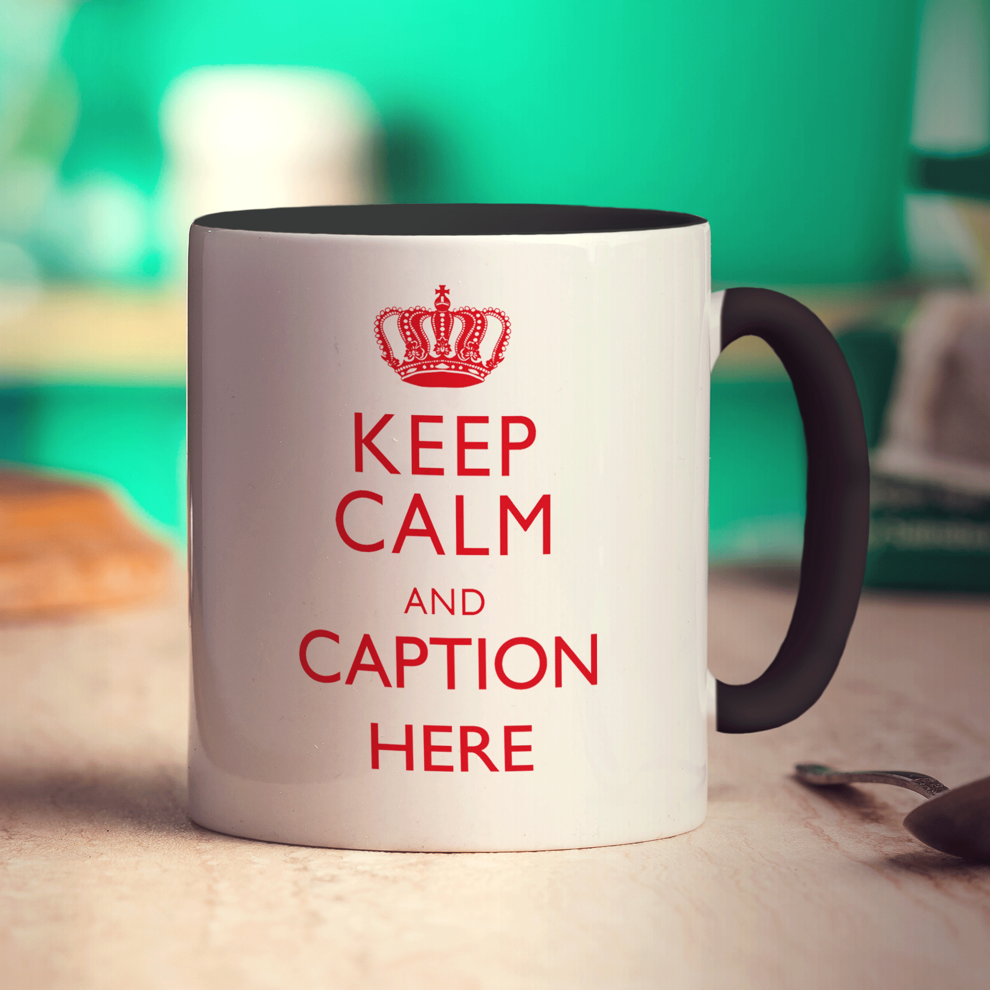 Keep Calm and "Any Caption" Mug - Red - Standard 330ml (11oz) / Black