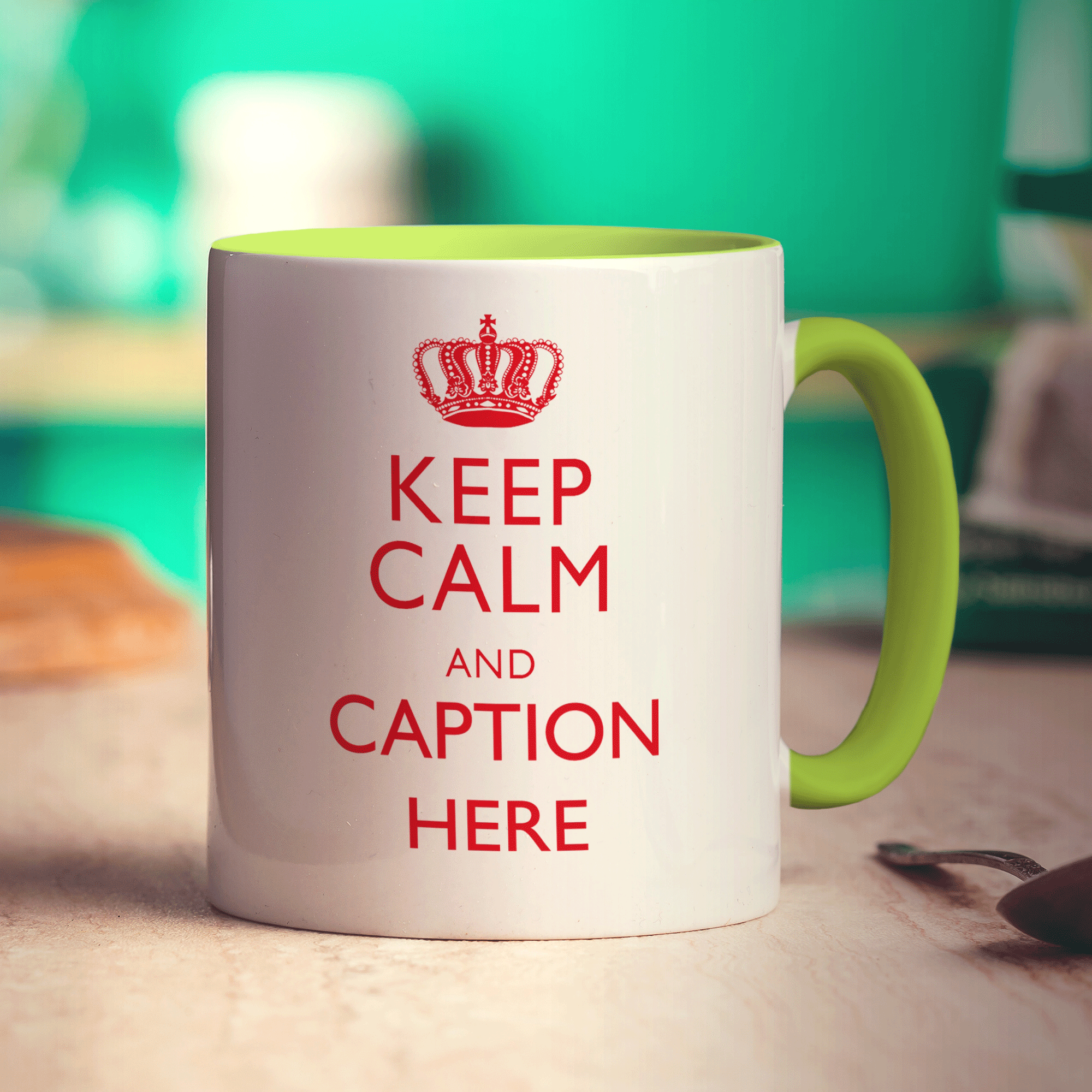 Keep Calm and "Any Caption" Mug - Red - Standard 330ml (11oz) / Green