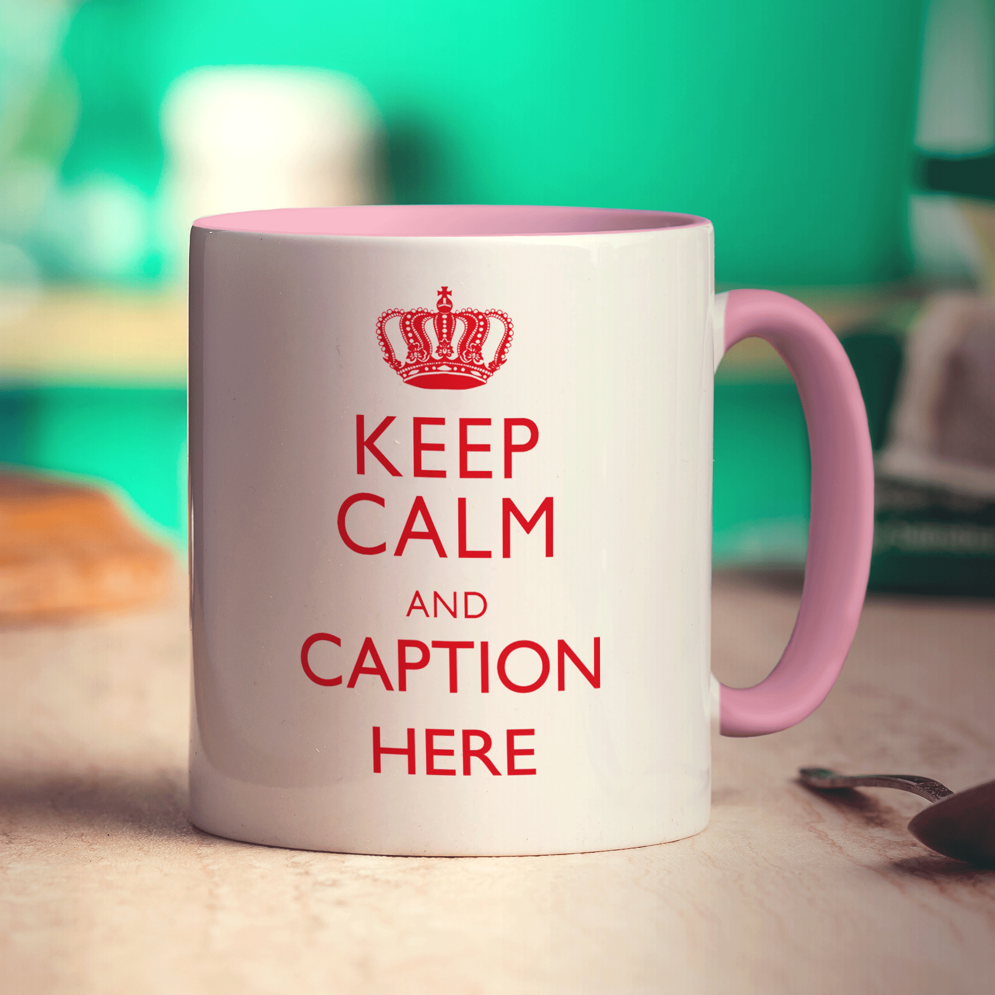 Keep Calm and "Any Caption" Mug - Red - Standard 330ml (11oz) / Pink