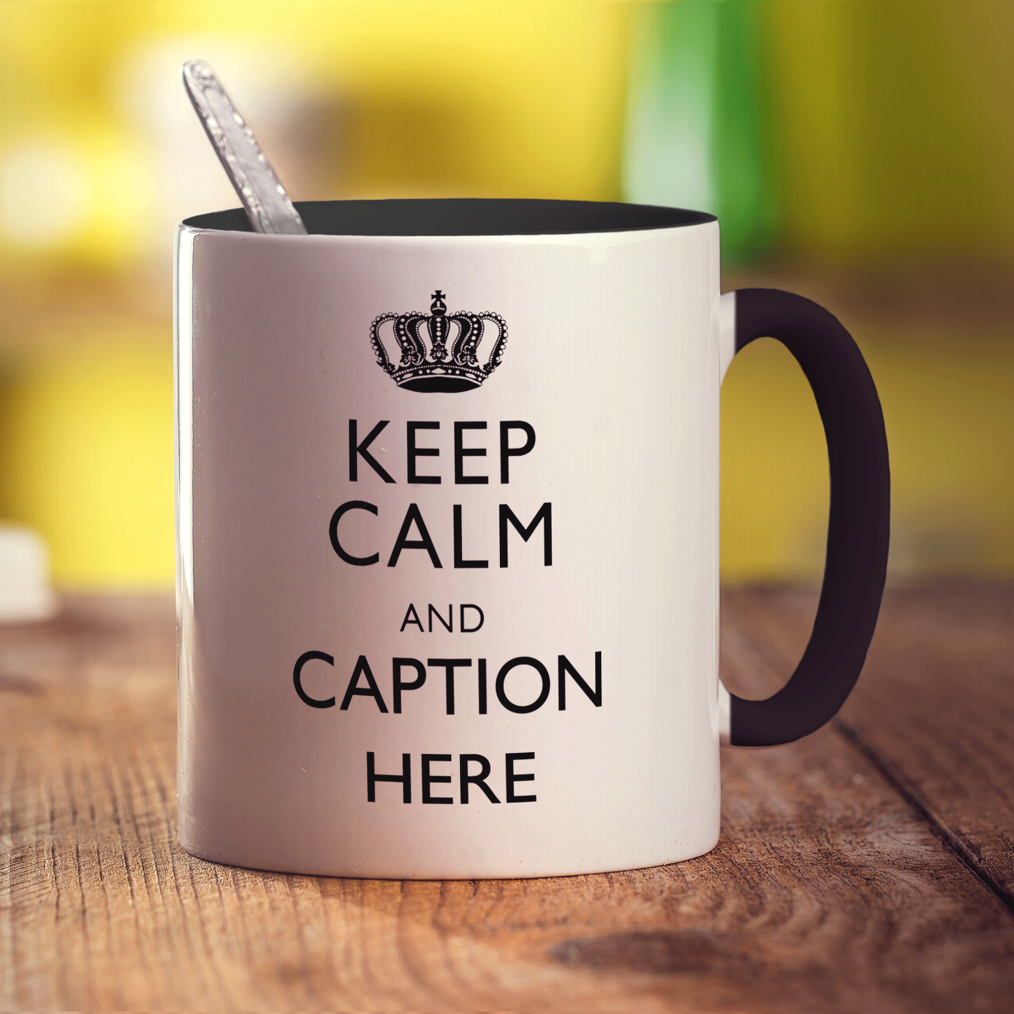 Keep Calm and "Any Caption" Mug - Black