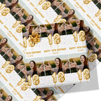 18th Milestone Birthday Balloon Photo and Name Wrapping Paper