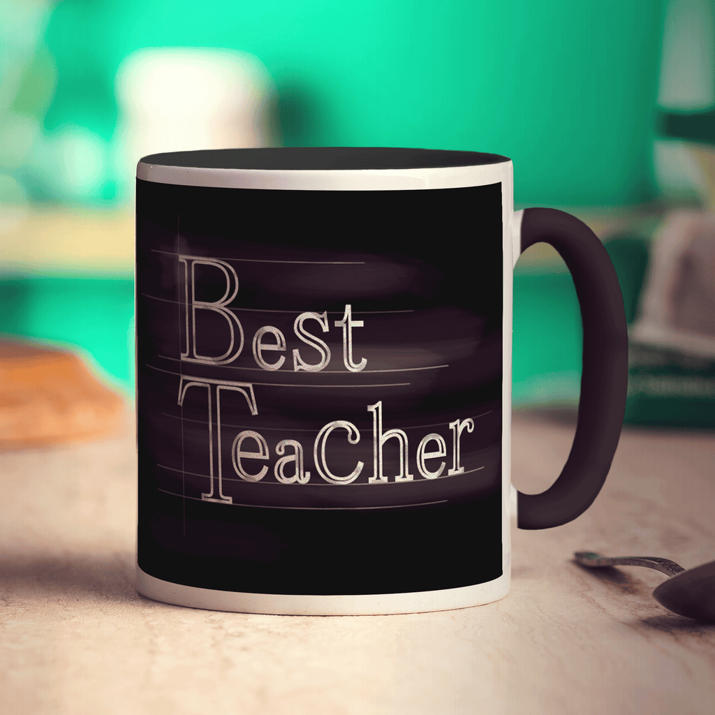 "Best Teacher" Chalkboard Style Message Mug - Standard 330ml (11oz) / Black