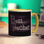 "Best Teacher" Chalkboard Style Message Mug - Standard 330ml (11oz) / Yellow