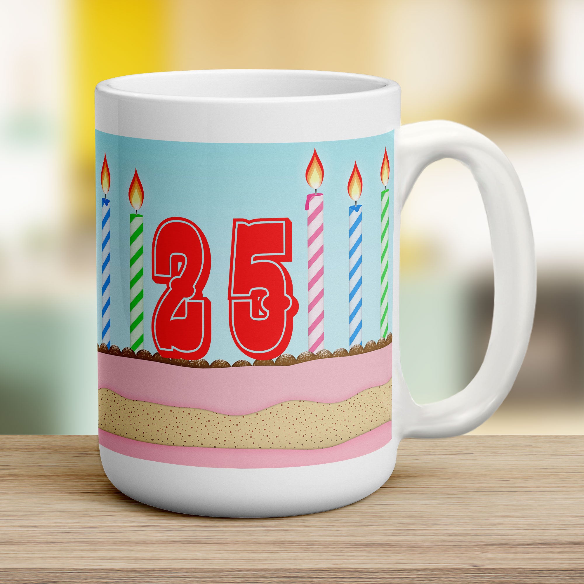 Cake and Candles Birthday Age Mug - Jumbo 440ml (15oz) / White