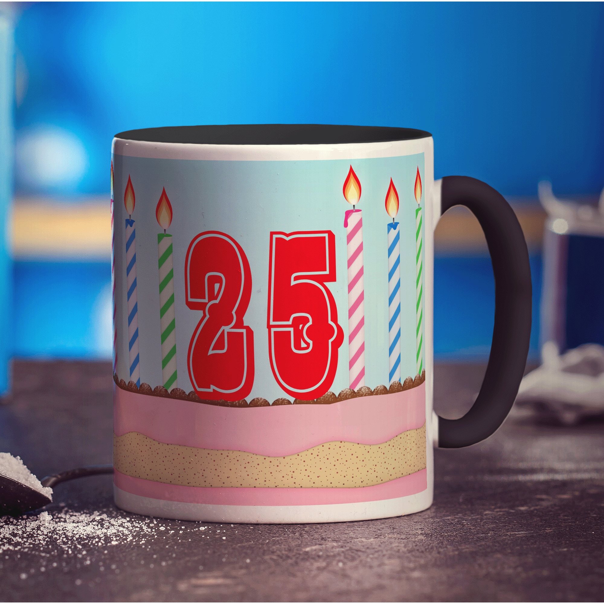 Cake and Candles Birthday Age Mug - Standard 330ml (11oz) / Black