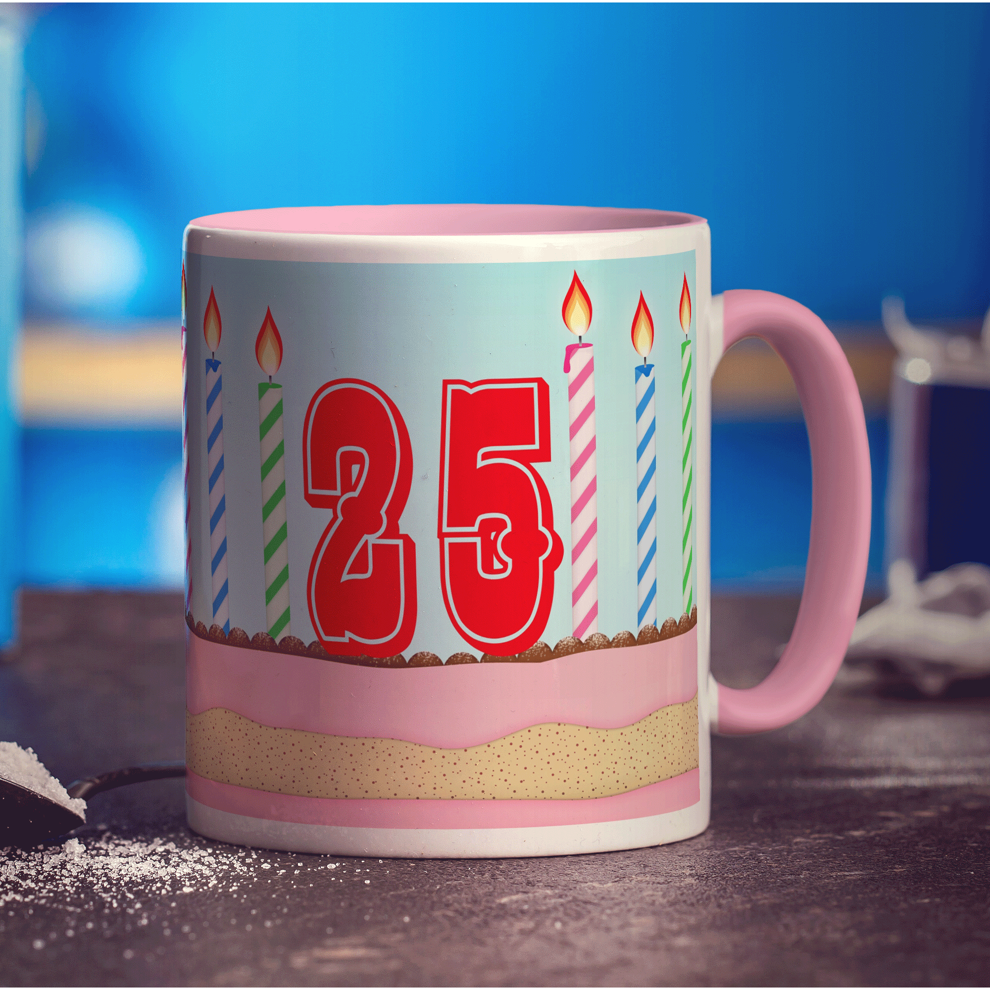 Cake and Candles Birthday Age Mug - Standard 330ml (11oz) / Pink