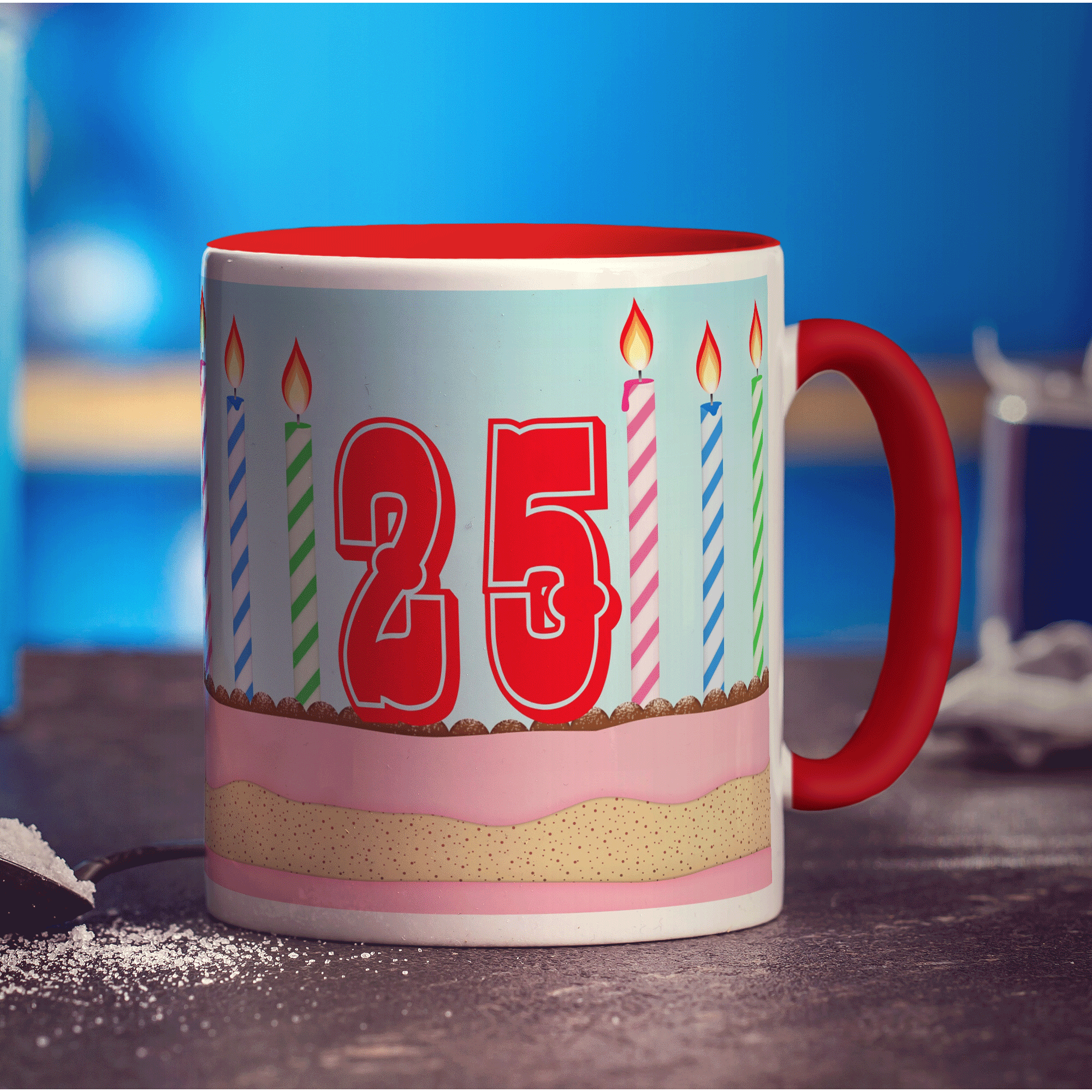 Cake and Candles Birthday Age Mug - Standard 330ml (11oz) / Red