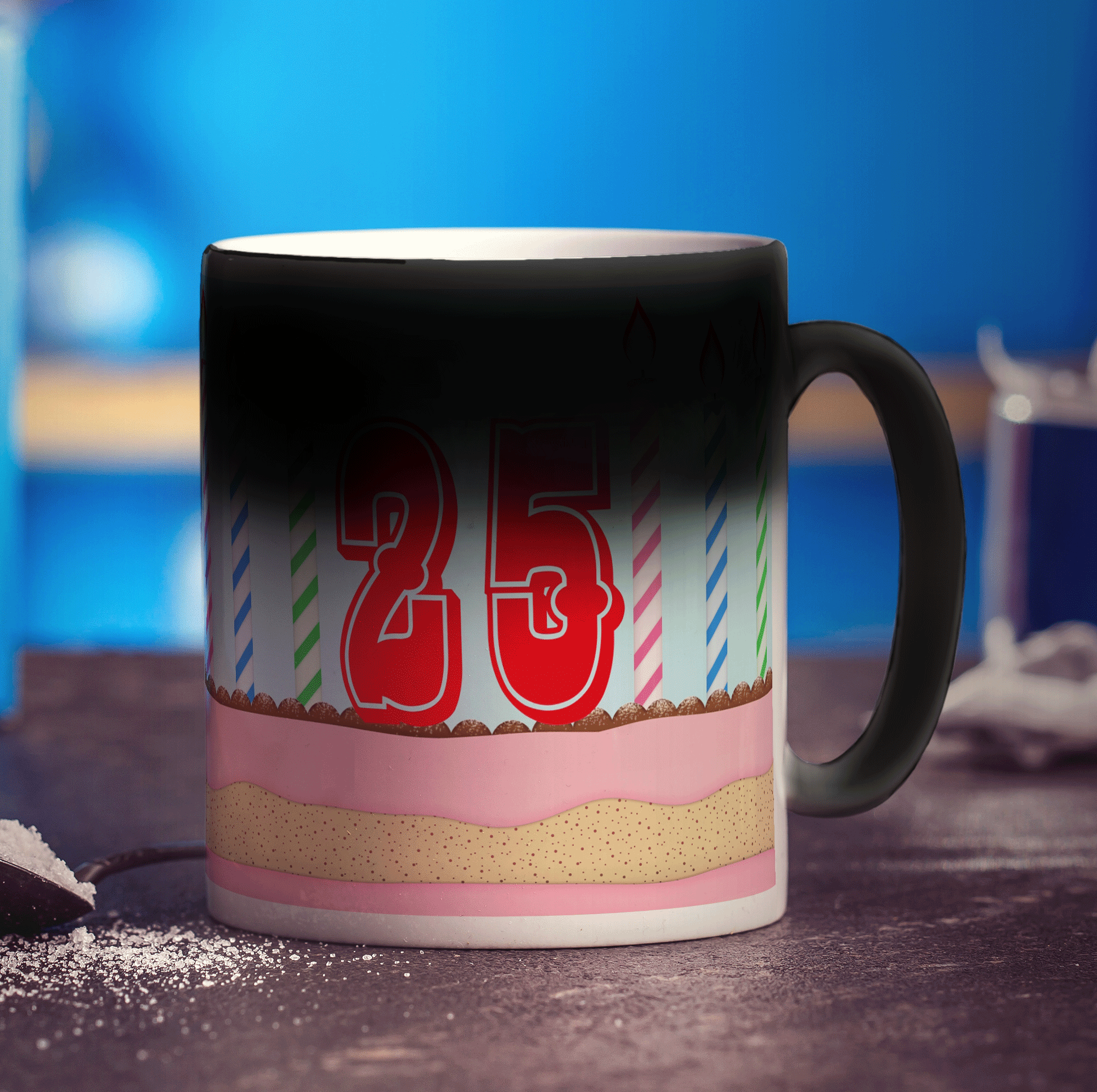 Cake and Candles Birthday Age Mug - Standard 330ml (11oz) / Magic Mug