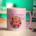 Birthday Girl Photo Message Mug - Standard 330ml (11oz) / Pink