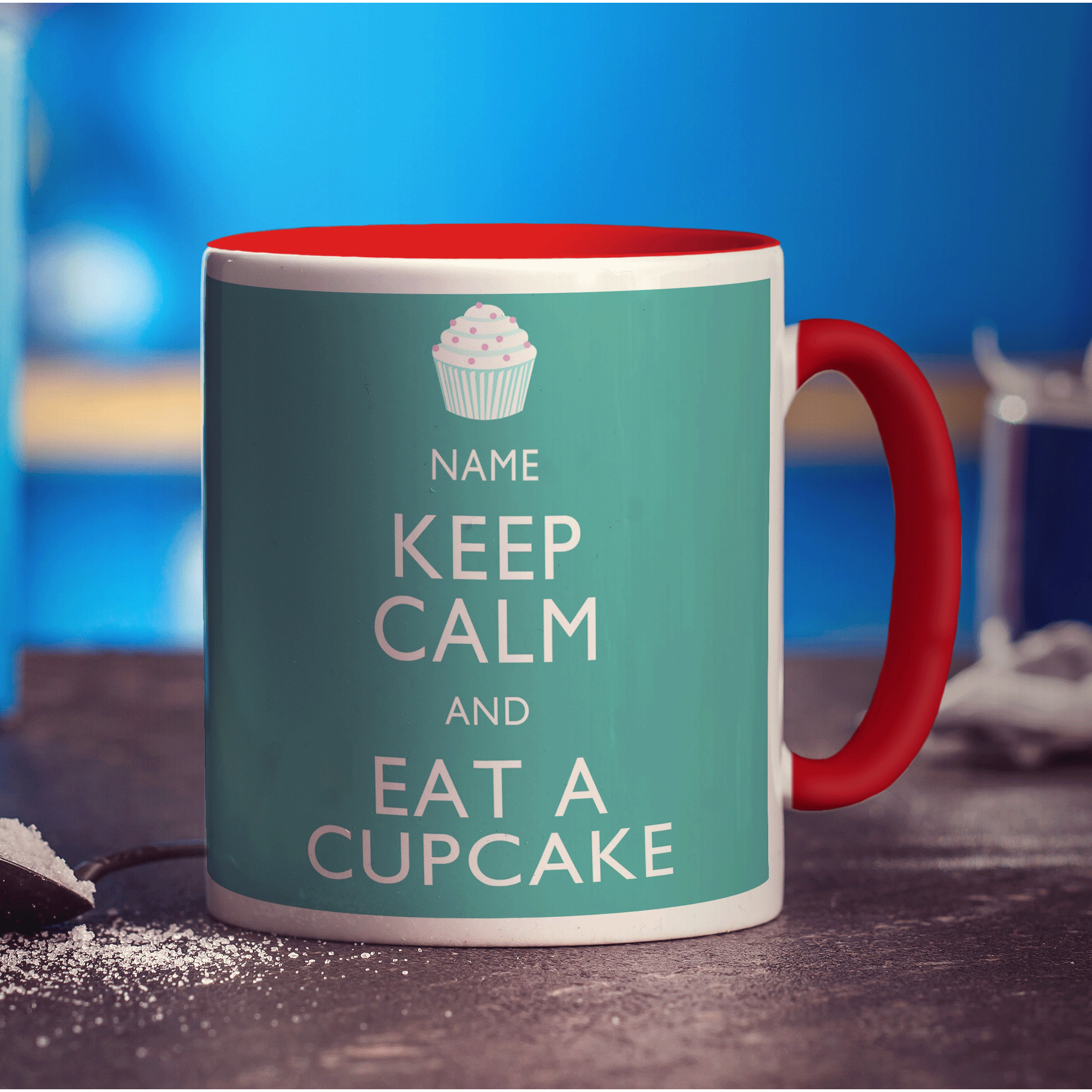 Keep Calm and Eat A Cupcake Personalised Mug - Standard 330ml (11oz) / Red