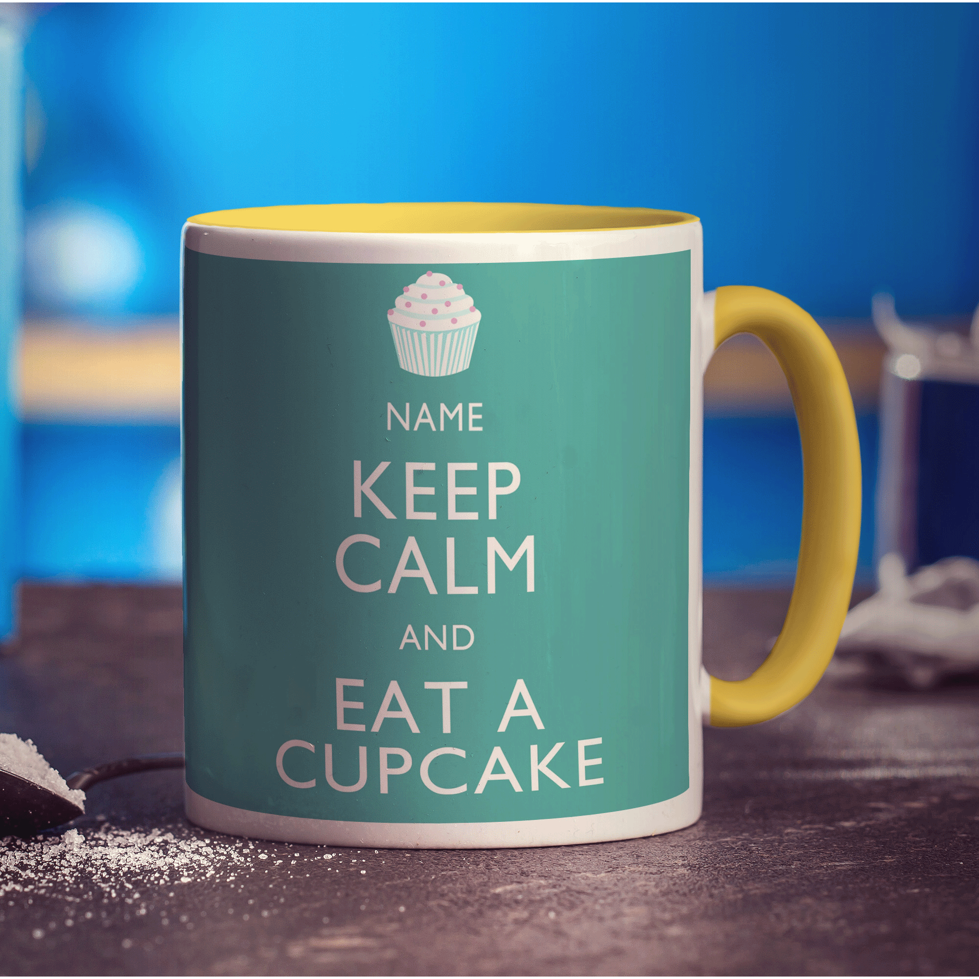 Keep Calm and Eat A Cupcake Personalised Mug - Standard 330ml (11oz) / Yellow