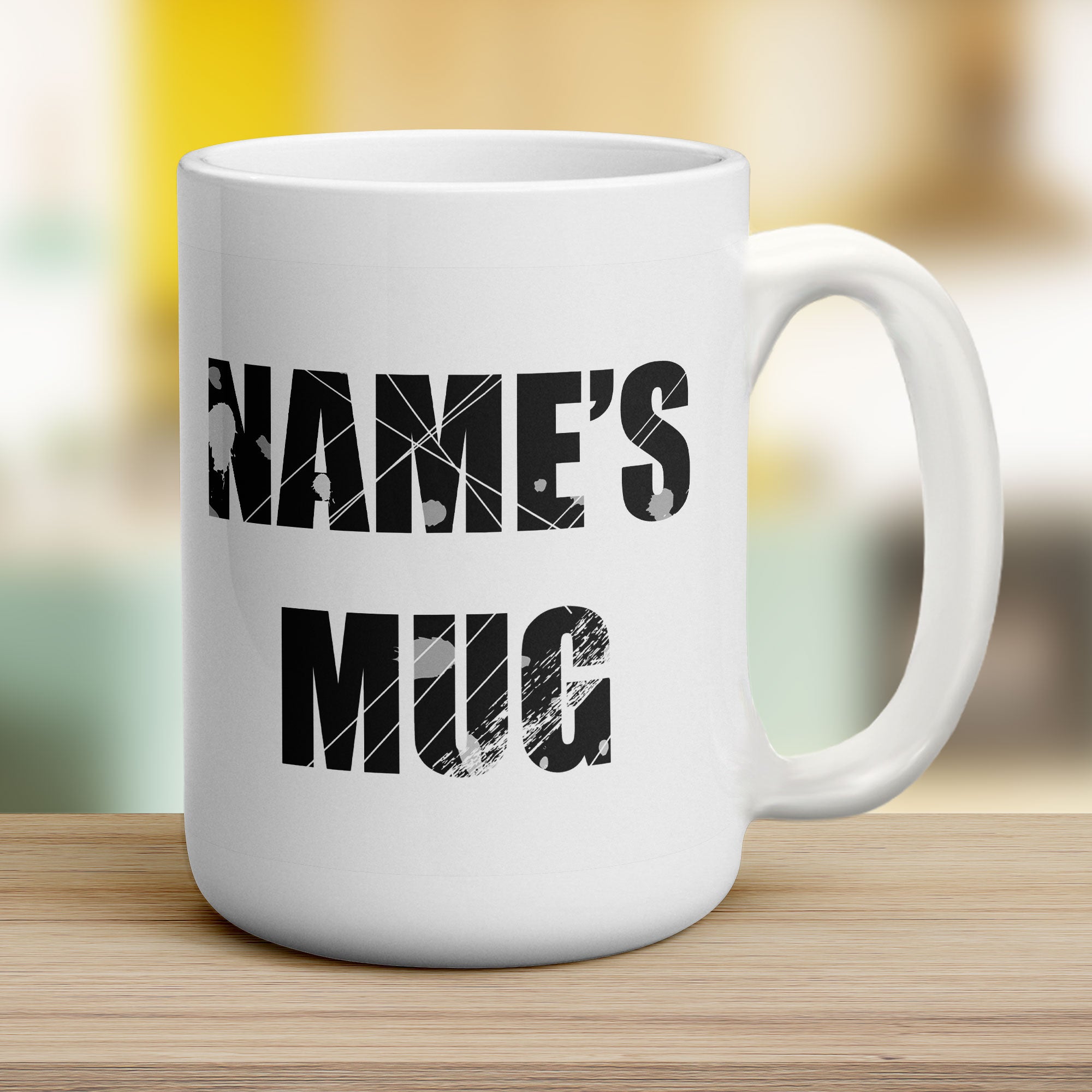 Scratched Text Name Mug