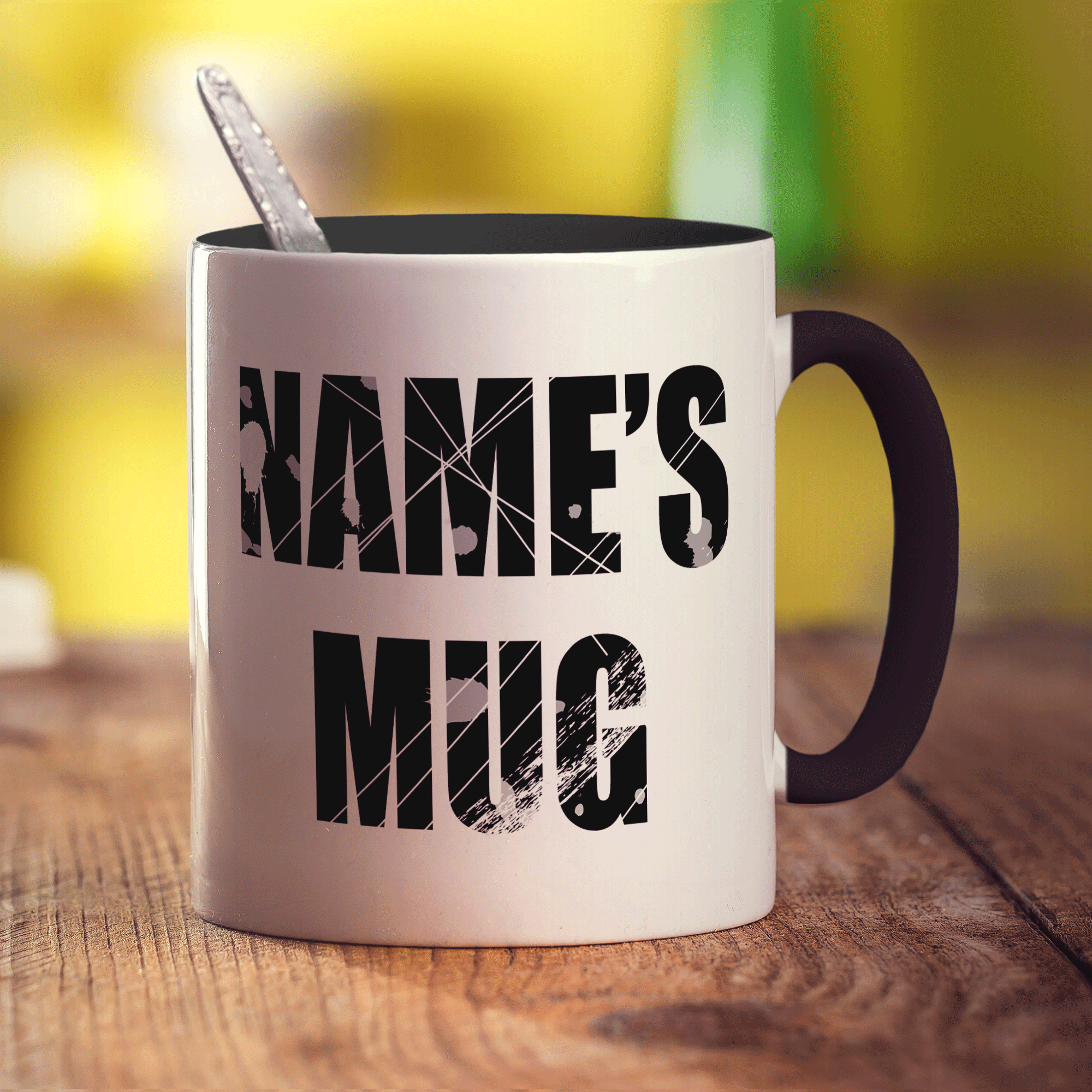 Scratched Text Name Mug