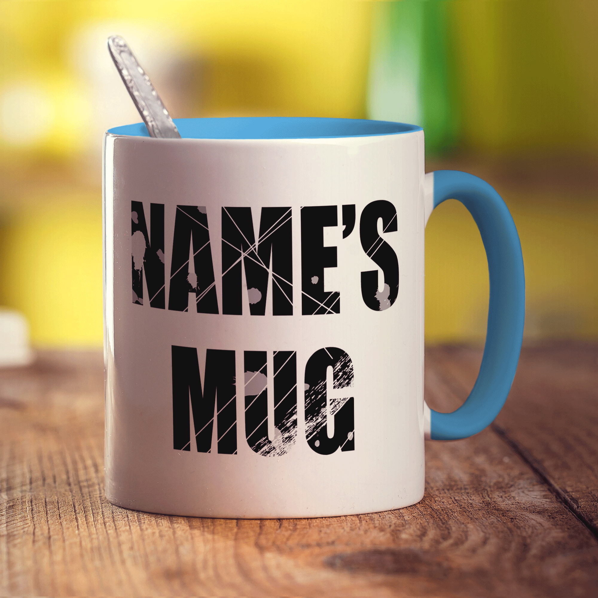 Scratched Text Name Mug