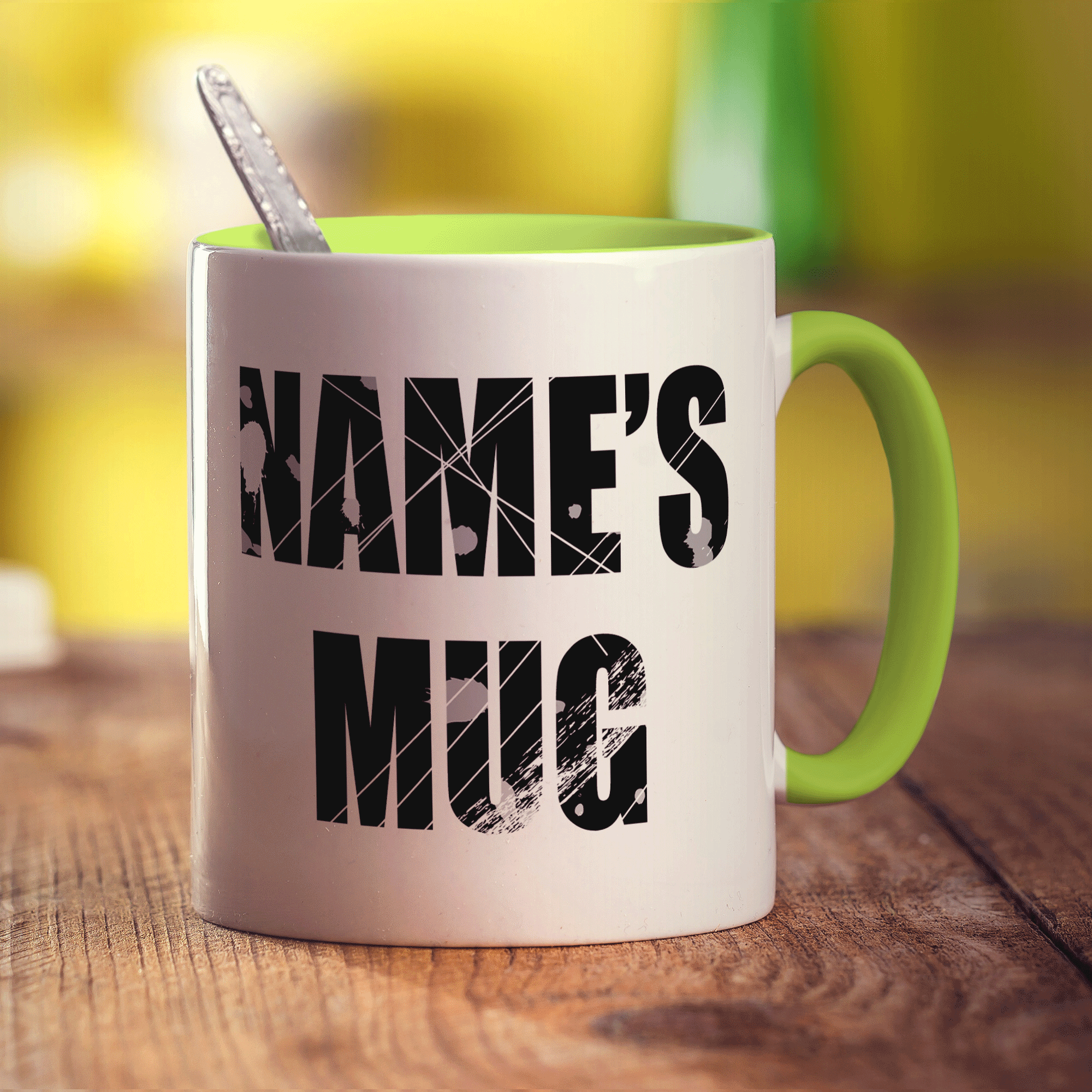 Scratched Text Name Mug