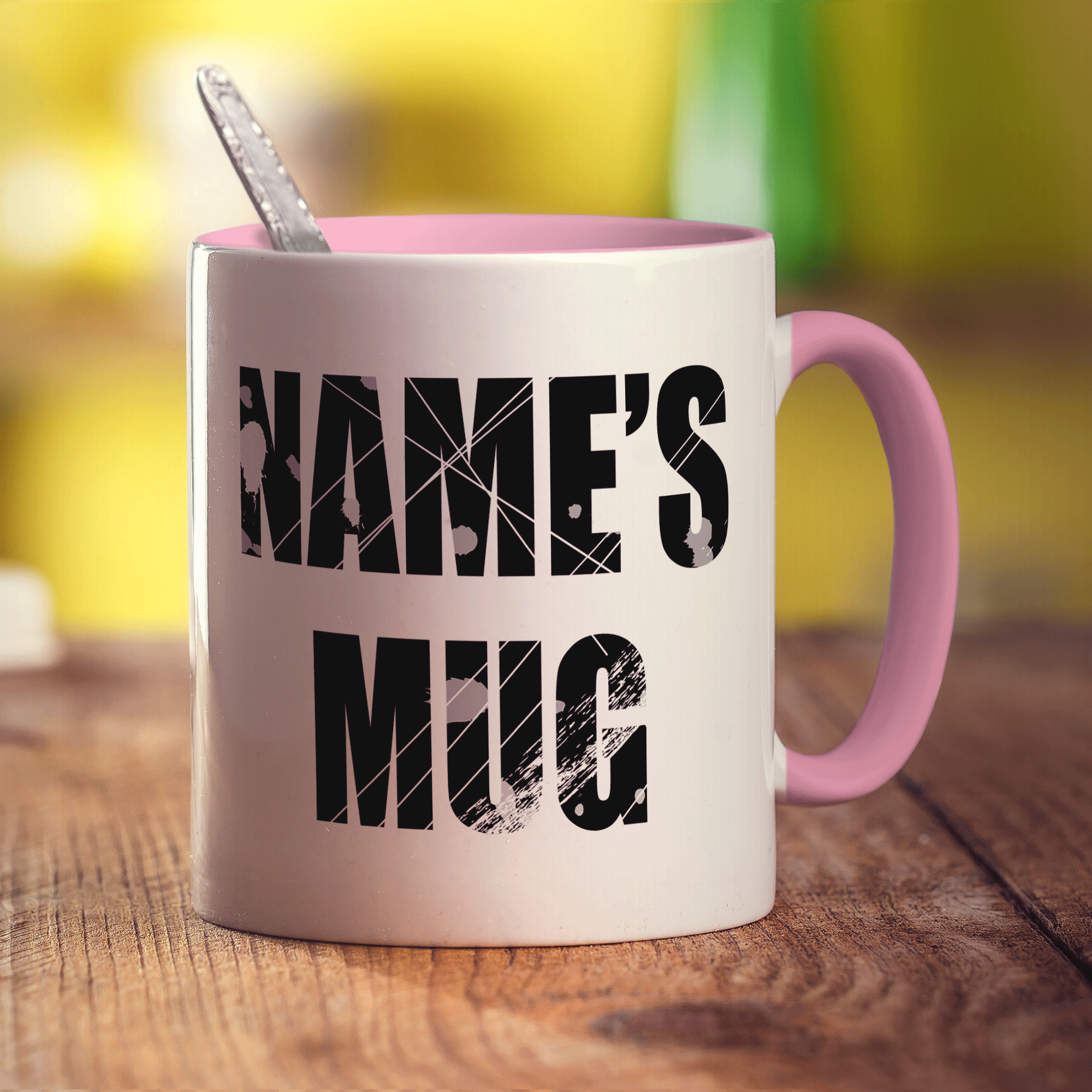 Scratched Text Name Mug