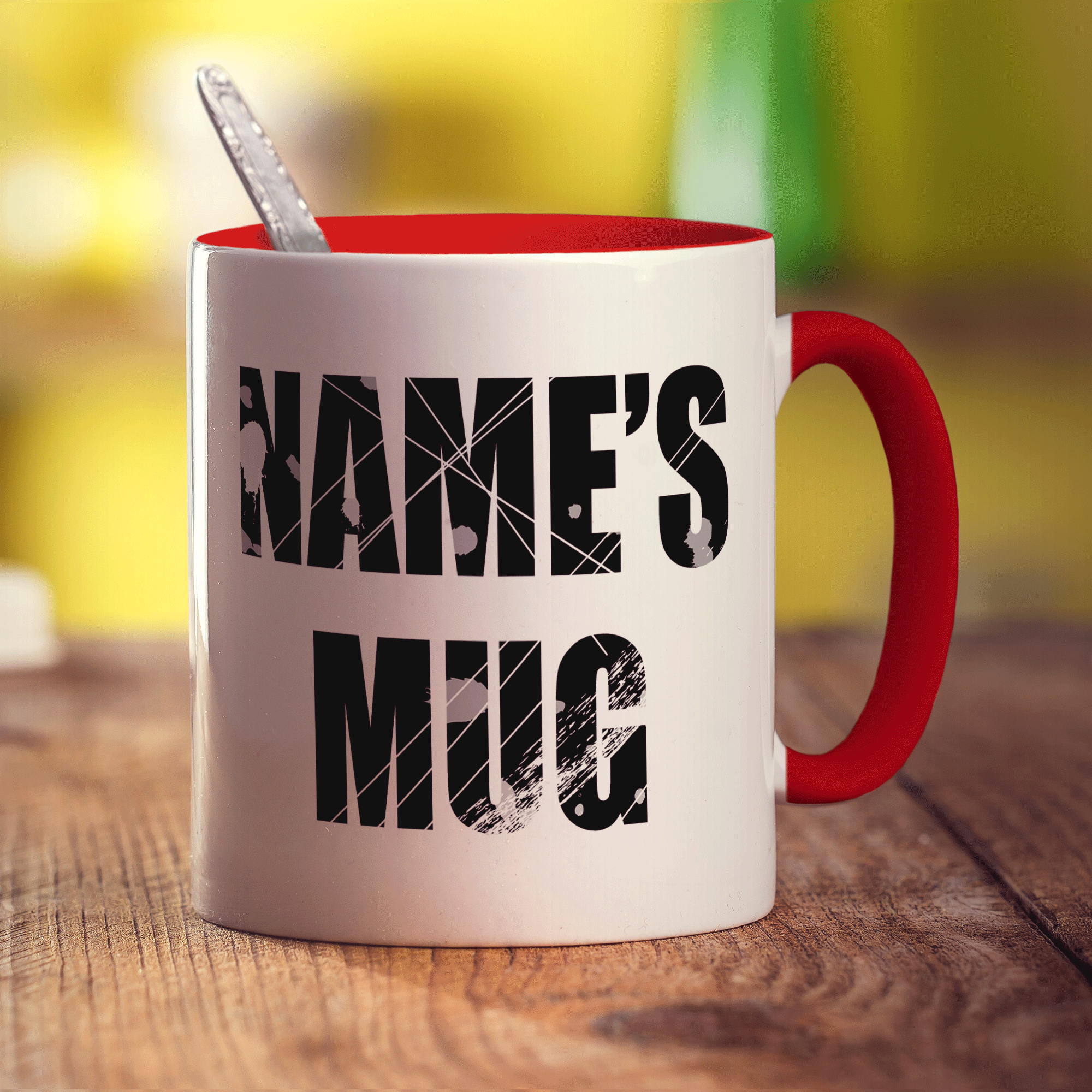 Scratched Text Name Mug