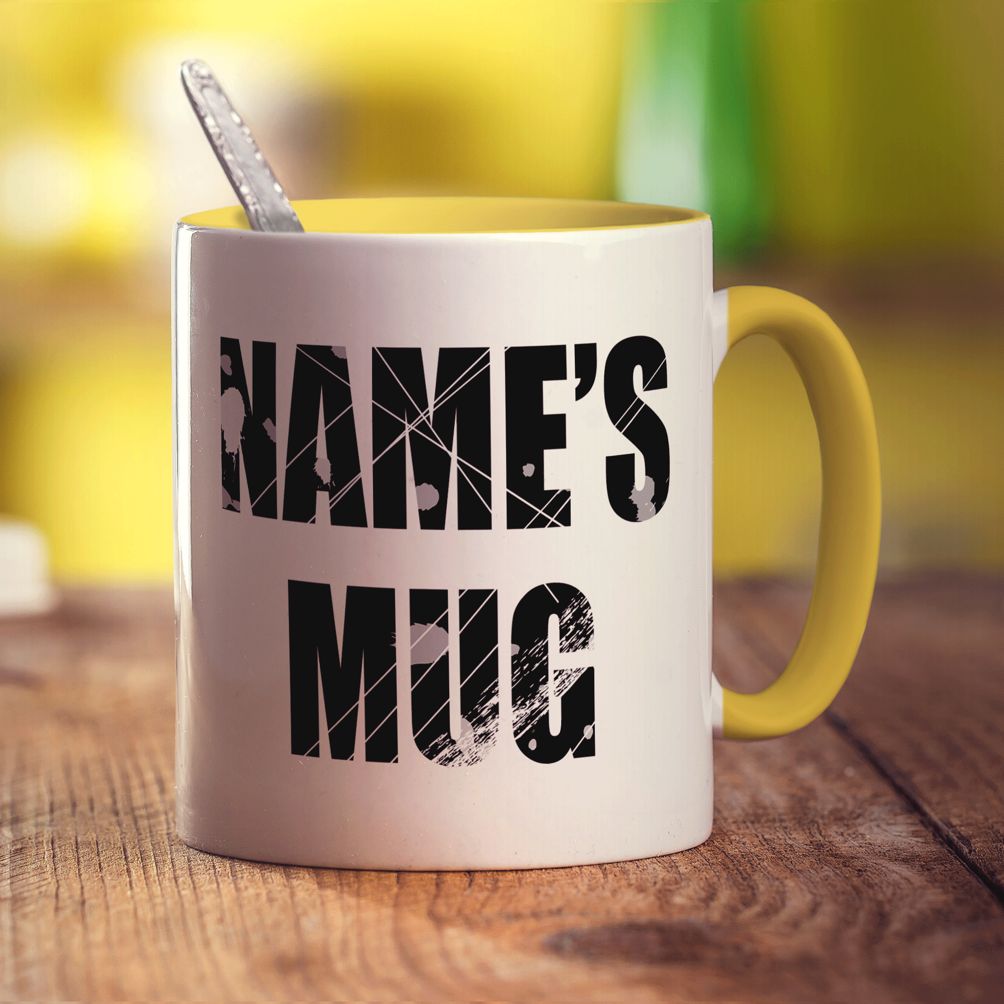 Scratched Text Name Mug
