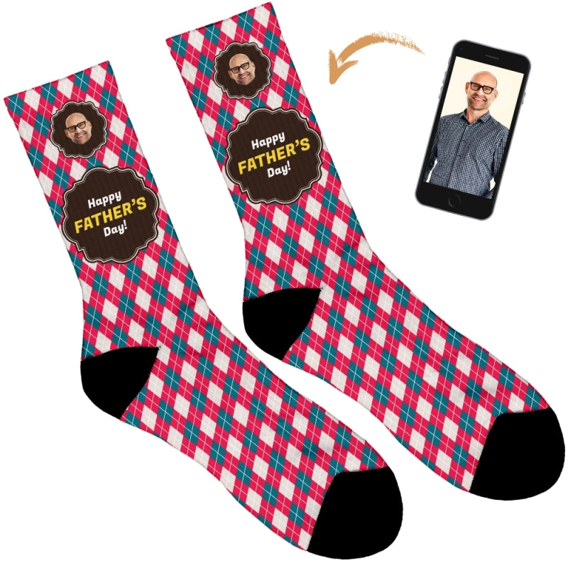 Happy Father's Day Argyle Personalised Socks