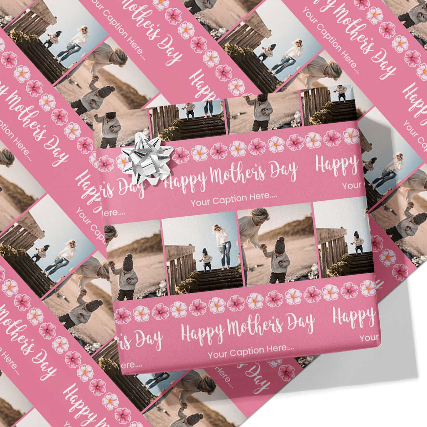 Mother's Day 2 Photos and Caption Wrapping Paper