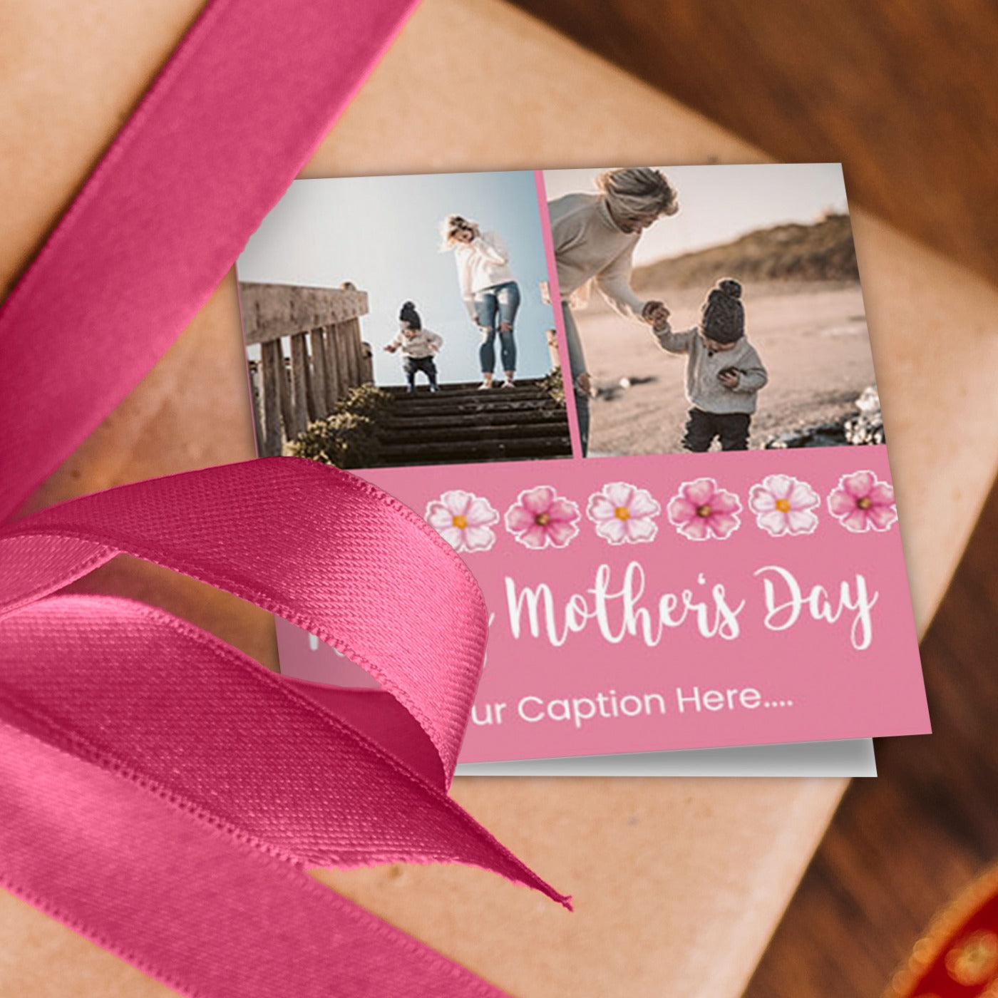 Mother's Day 2 Photos and Caption Wrapping Paper