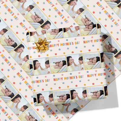 2 Photo Flower Mother's Day Wrapping Paper