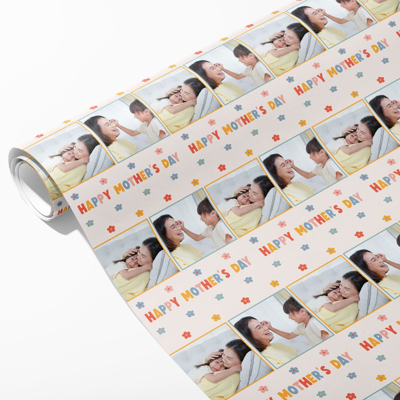 2 Photo Flower Mother's Day Wrapping Paper