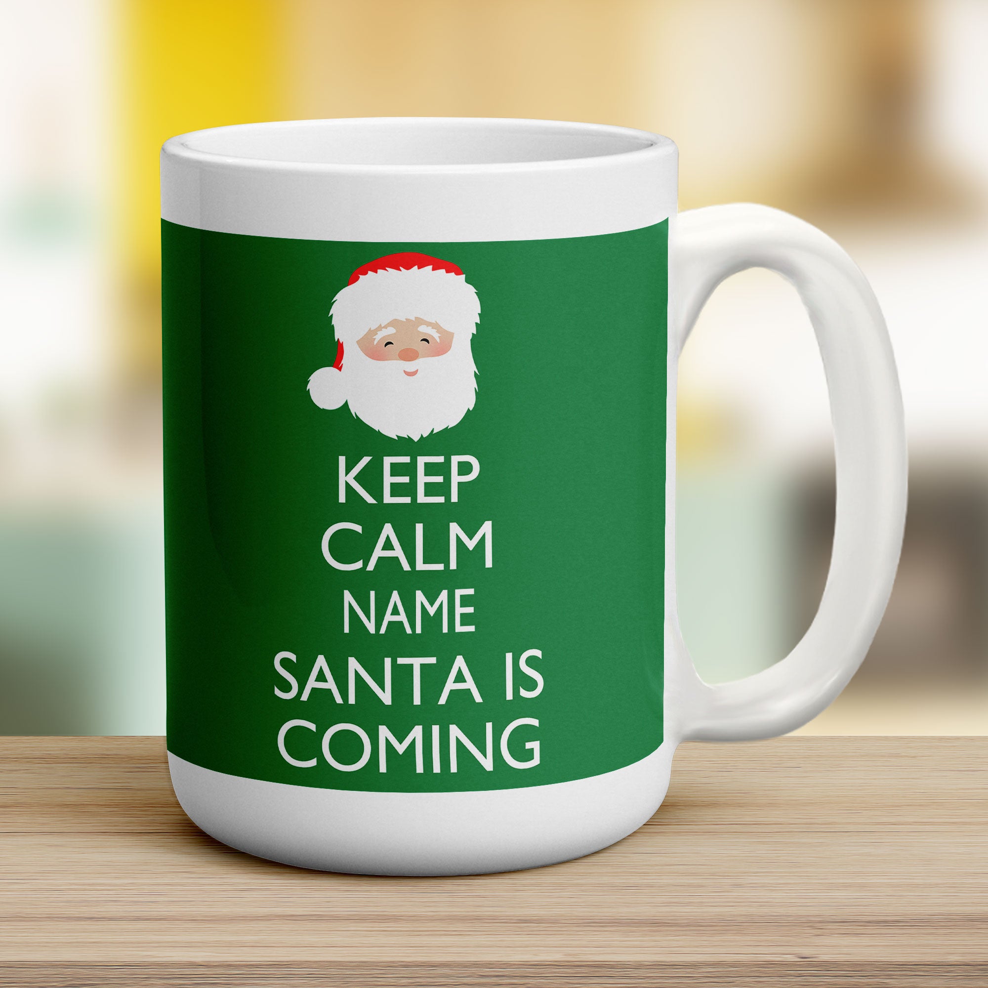 Keep Calm Santa Is Coming Personalised Mug - Jumbo 440ml (15oz) / White