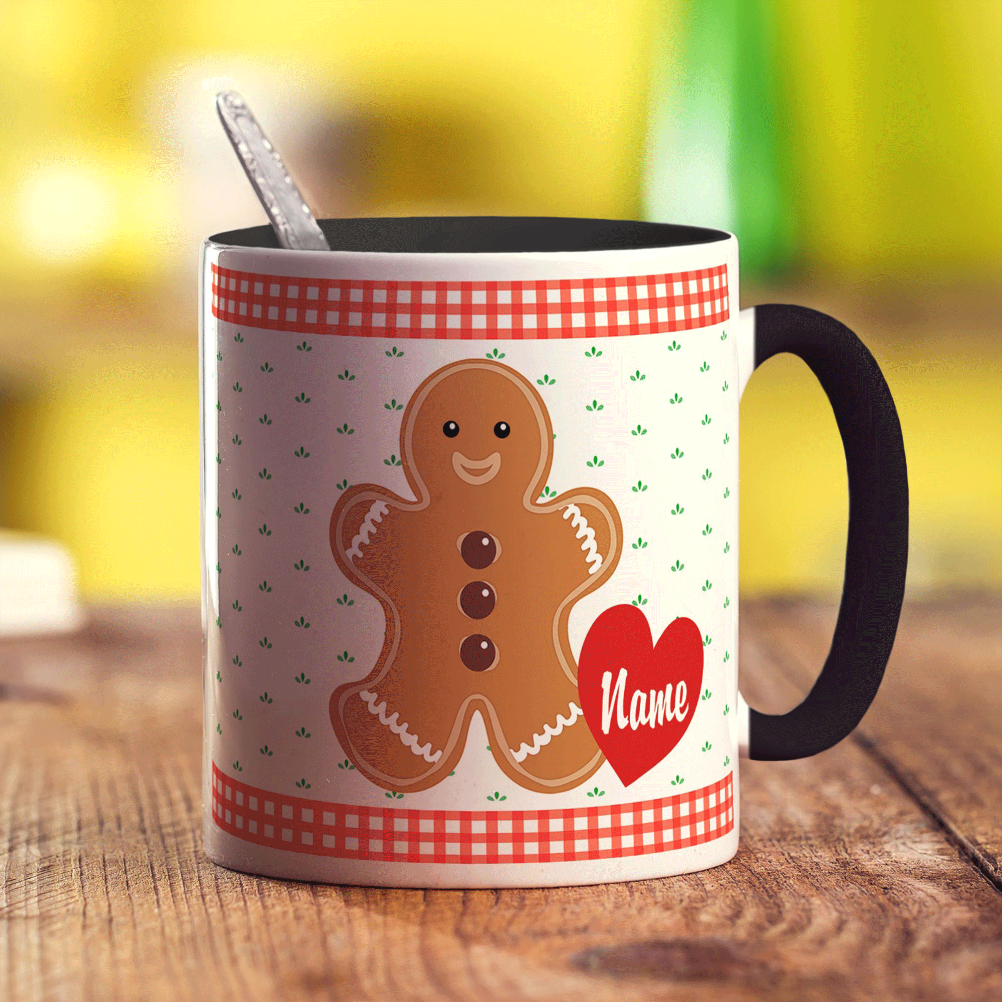 Gingerbread Man Personalised Mug - Standard 330ml (11oz) / Black