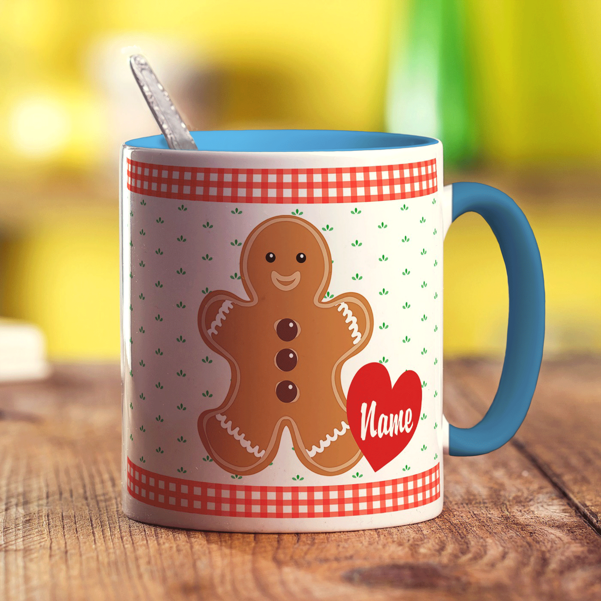 Gingerbread Man Personalised Mug - Standard 330ml (11oz) / Blue