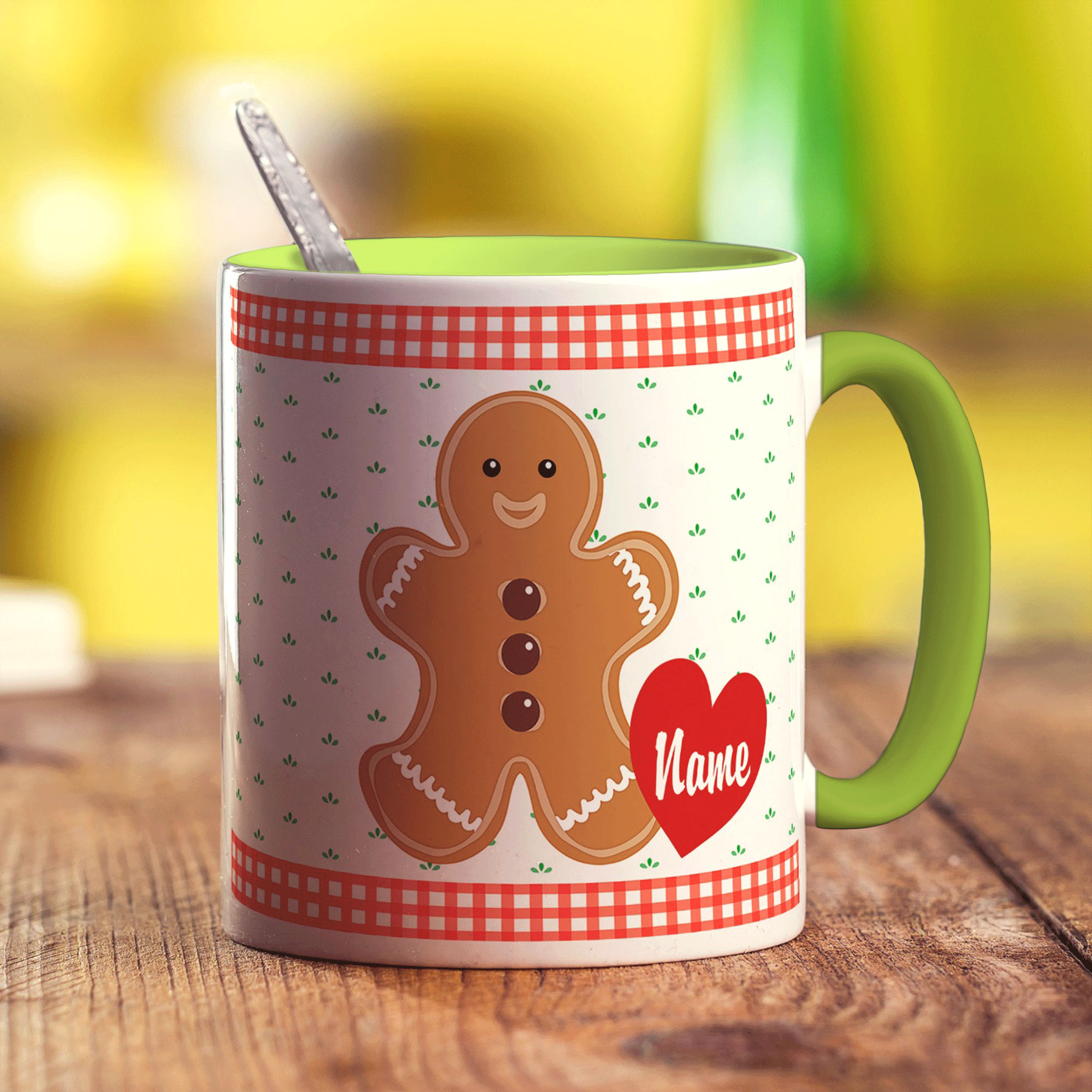 Gingerbread Man Personalised Mug - Standard 330ml (11oz) / Green