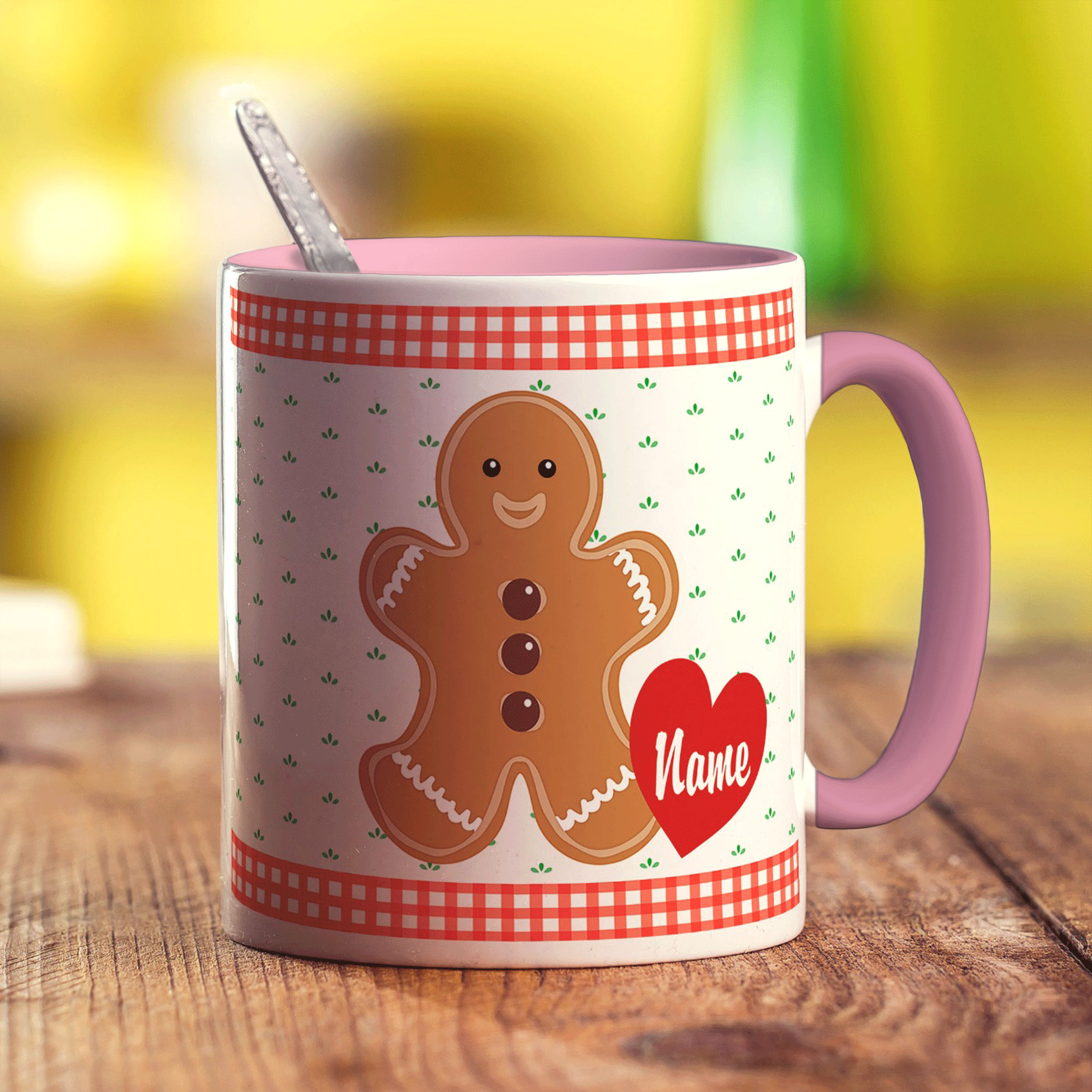 Gingerbread Man Personalised Mug - Standard 330ml (11oz) / Pink
