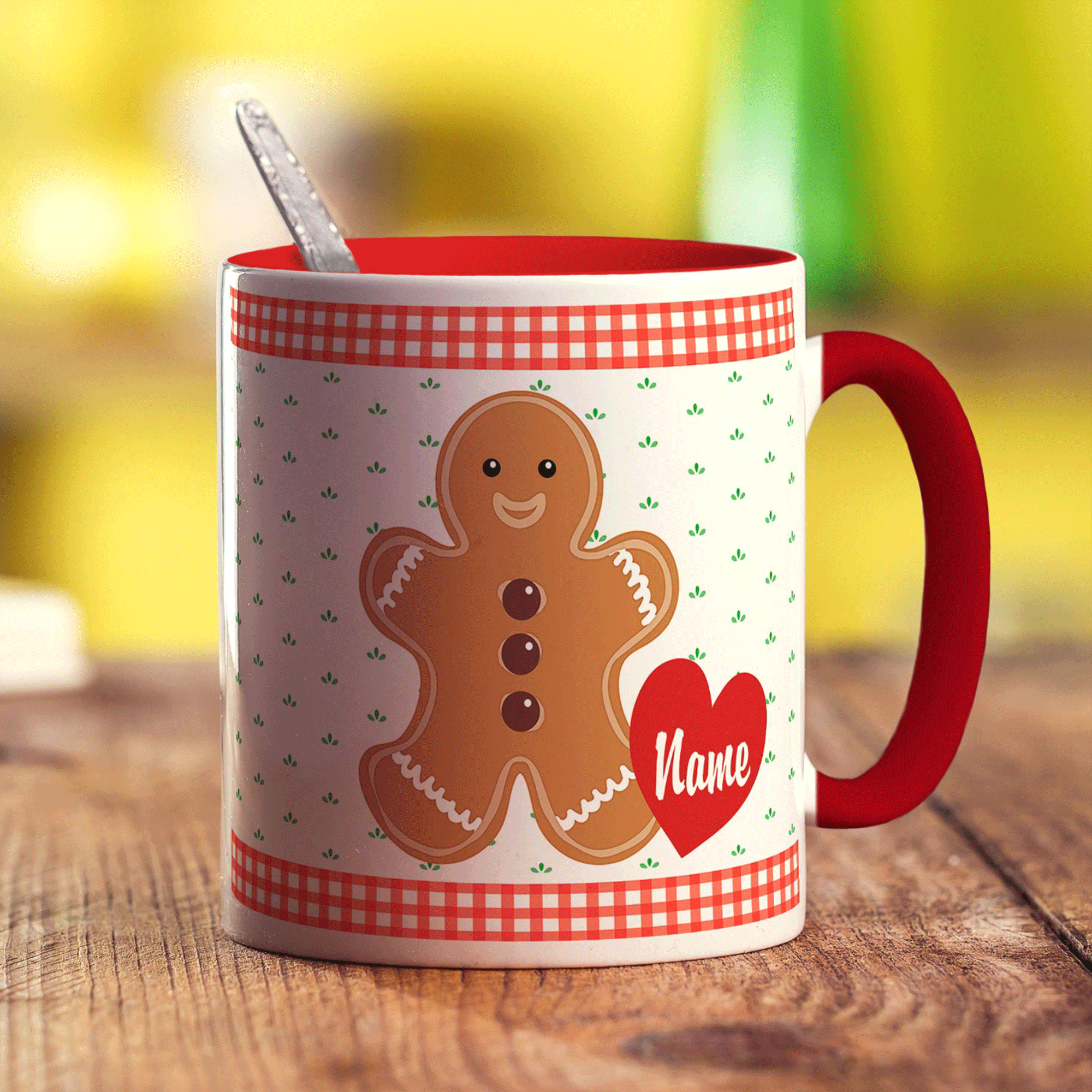 Gingerbread Man Personalised Mug - Standard 330ml (11oz) / Red