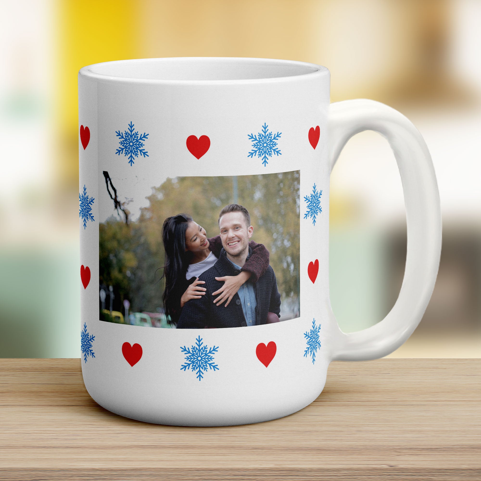 Hearts and Snowflakes Photo Mug