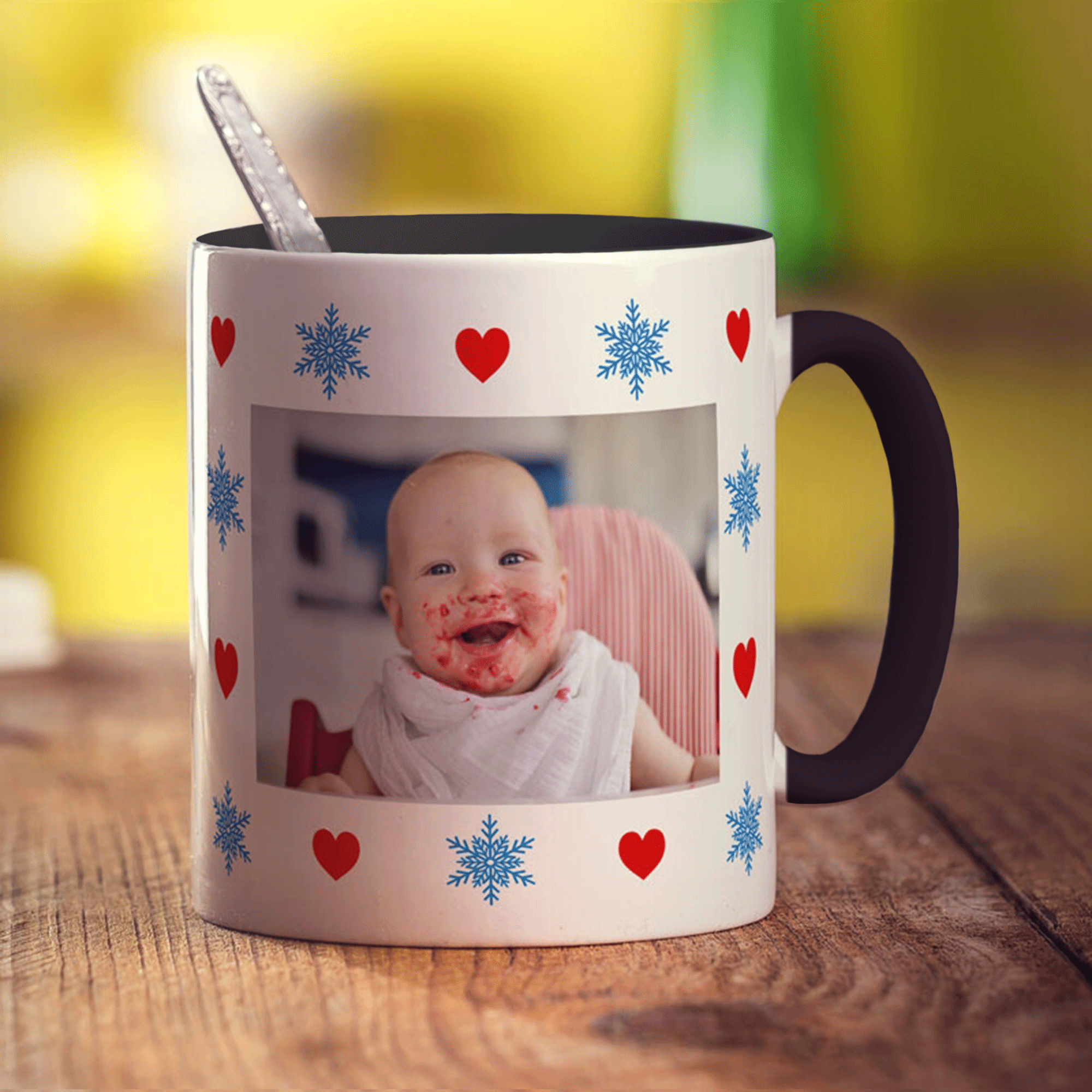 Hearts and Snowflakes Photo Mug