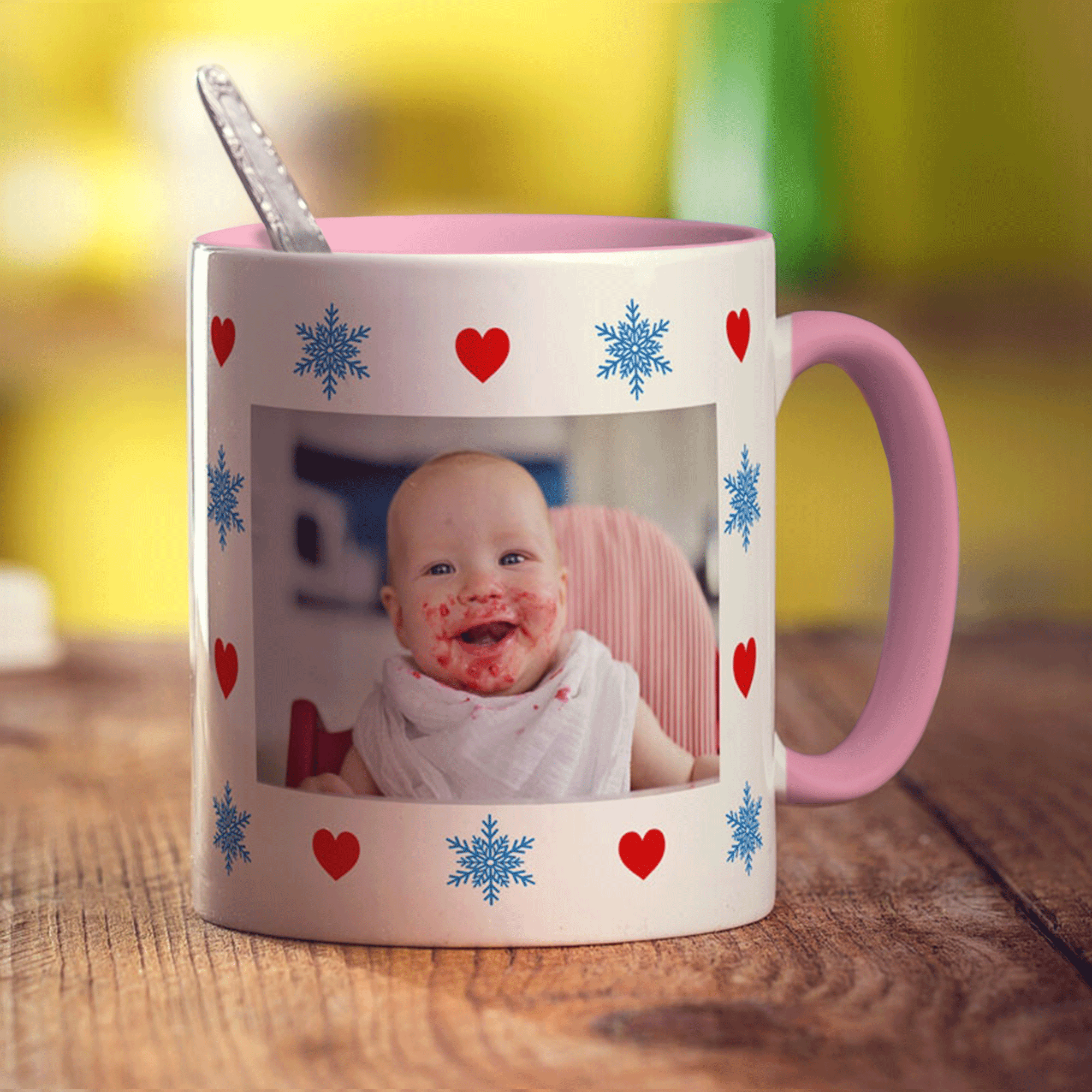 Hearts and Snowflakes Photo Mug
