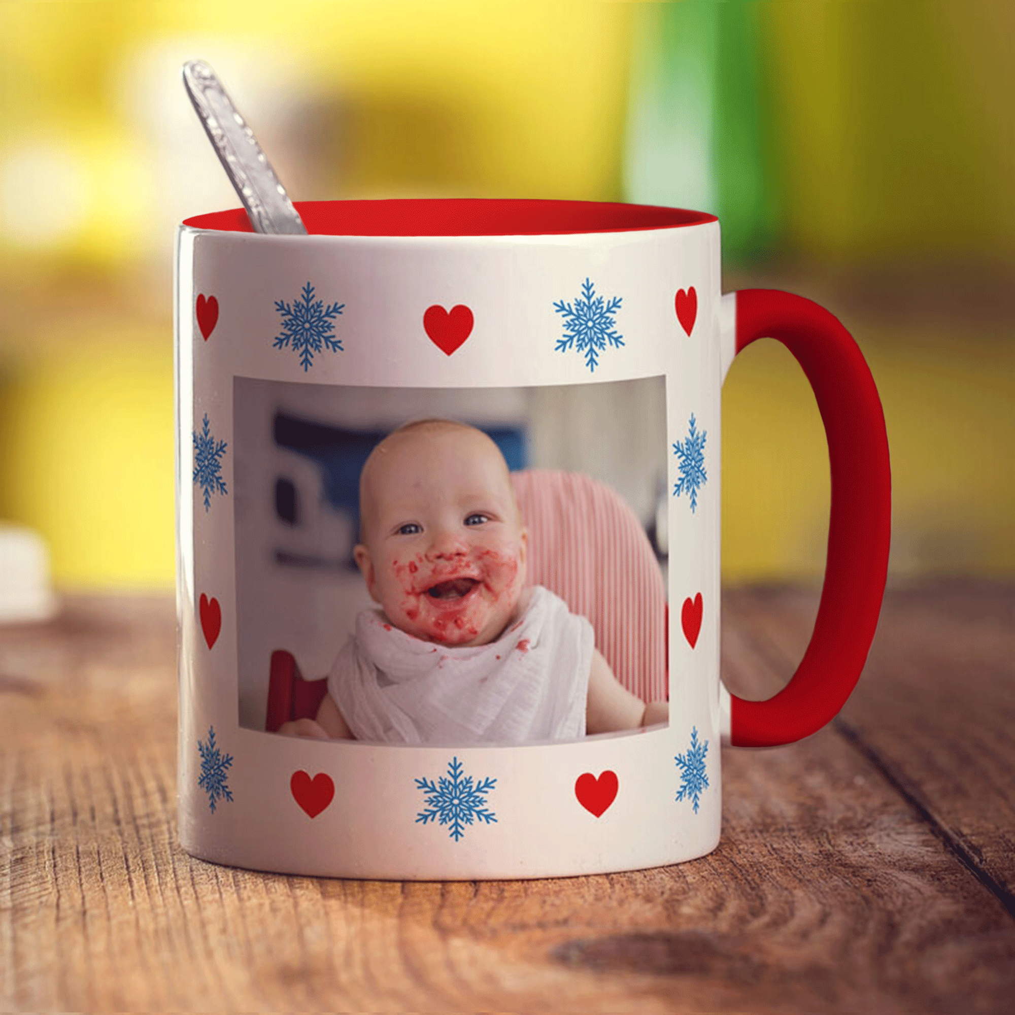 Hearts and Snowflakes Photo Mug