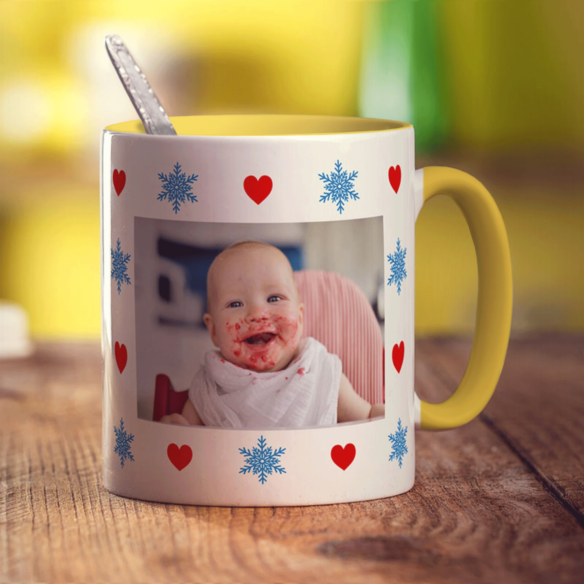 Hearts and Snowflakes Photo Mug