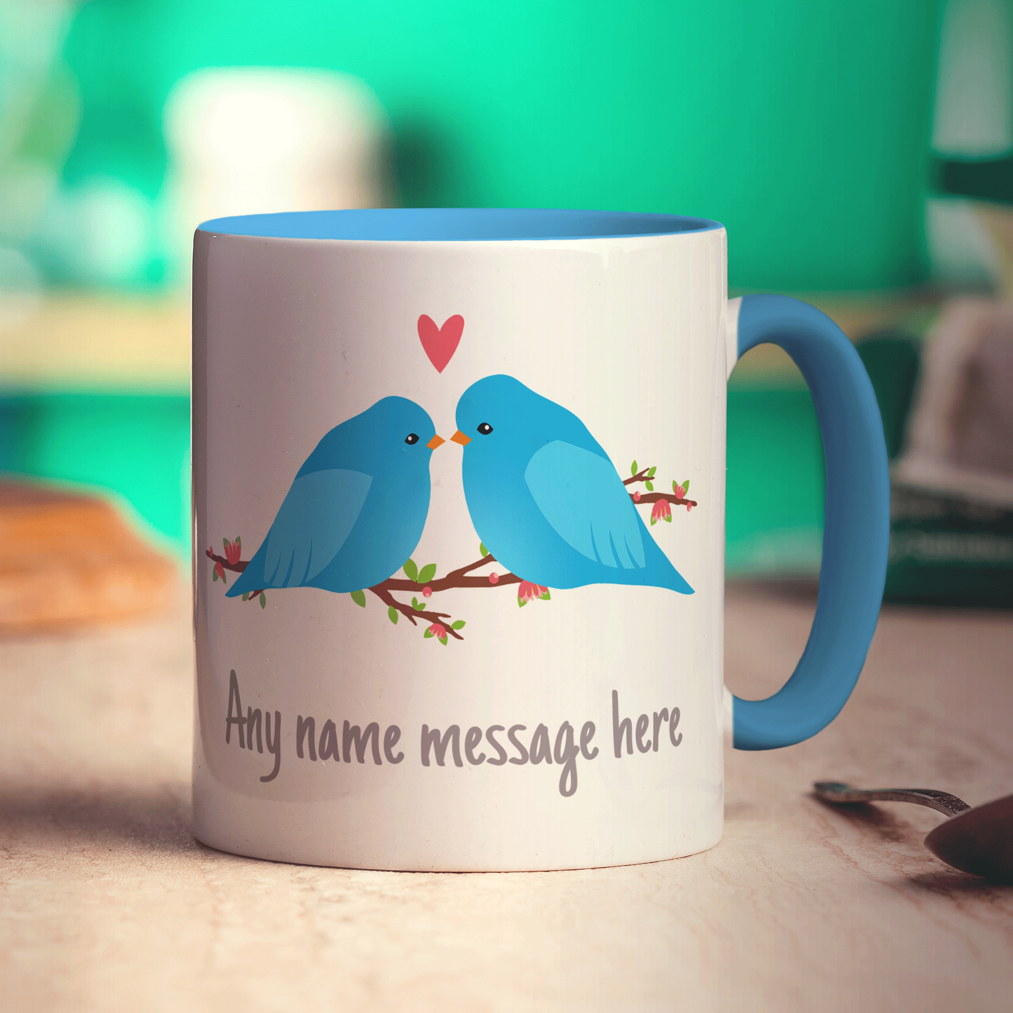 Love Birds Personalised Mug - Standard 330ml (11oz) / Blue