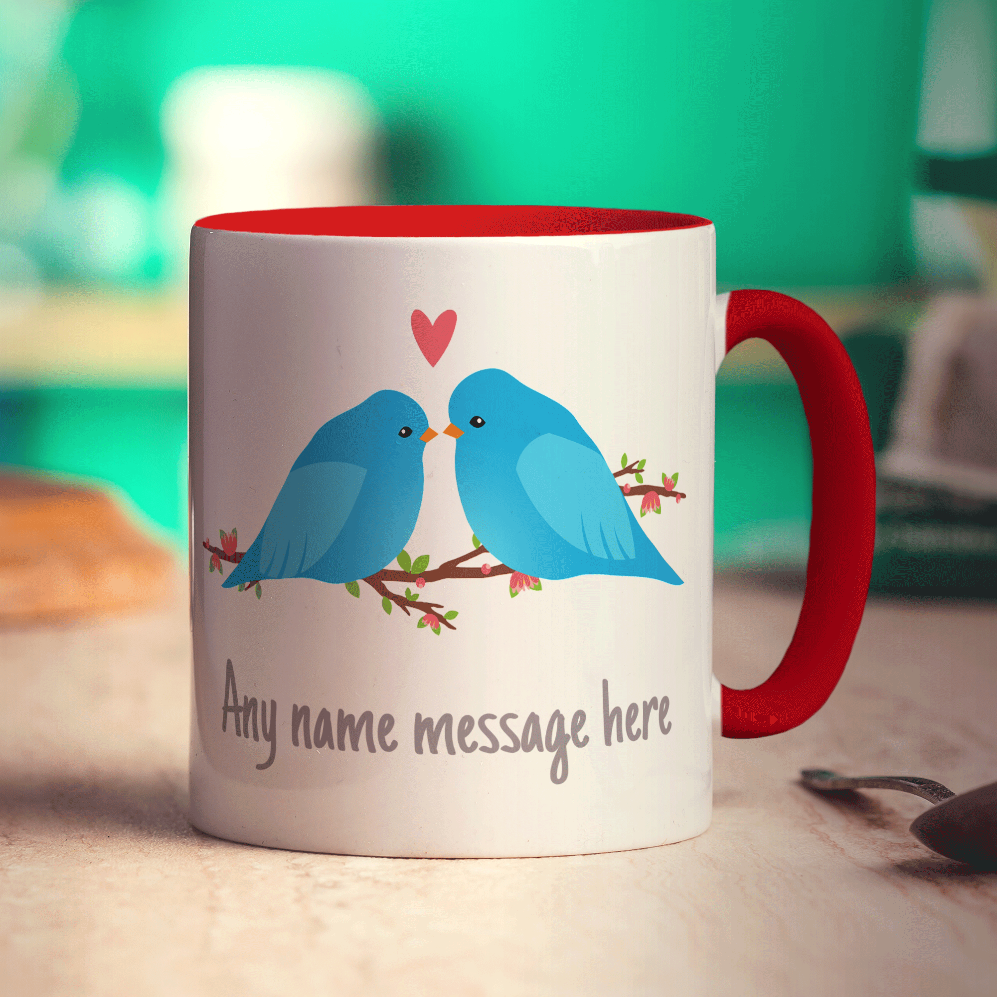 Love Birds Personalised Mug - Standard 330ml (11oz) / Red
