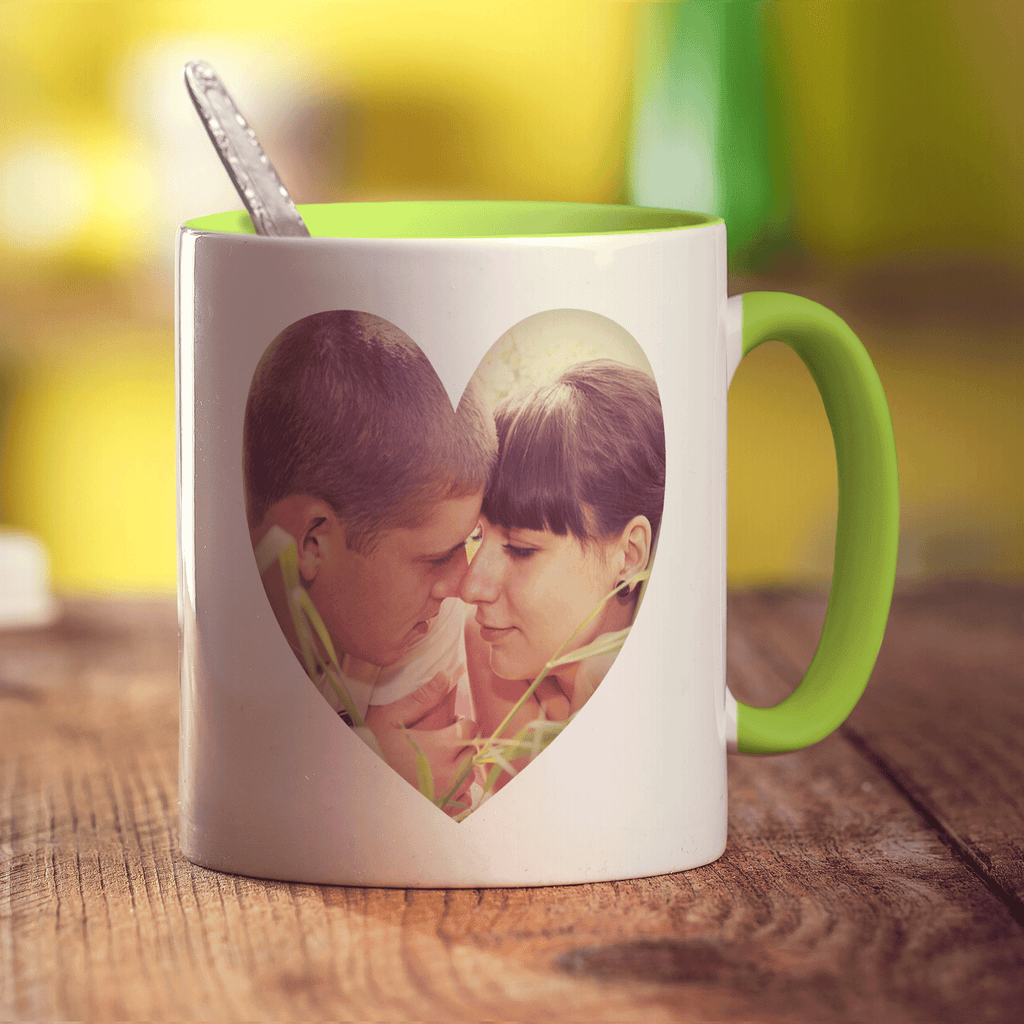 Heart Shaped Photo Mug - Standard 330ml (11oz) / Green