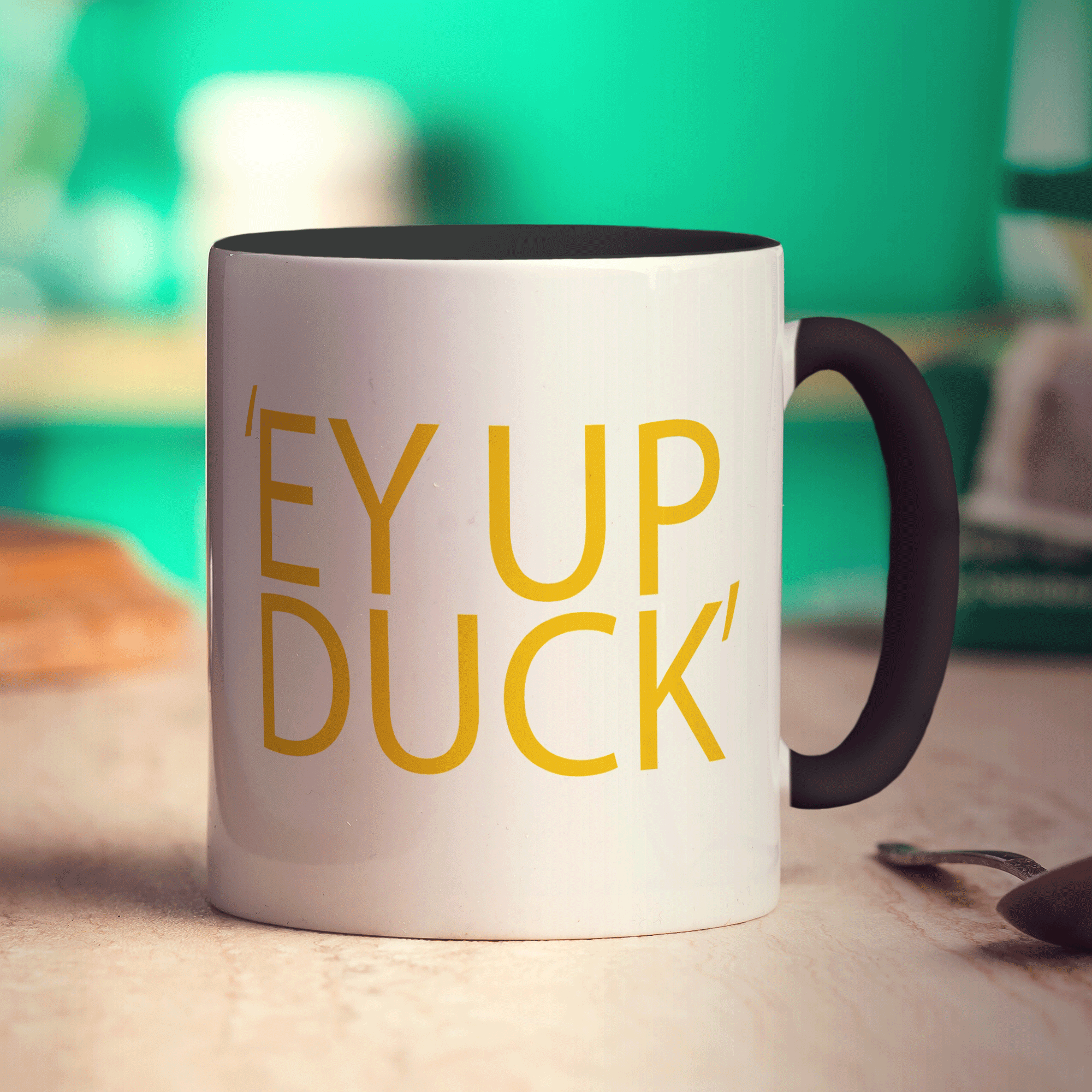 Personalised Mug - 'Ey Up Duck' - Standard 330ml (11oz) / Black